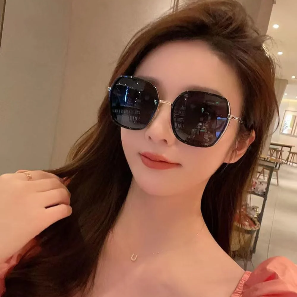 عینک آفتابی پلاریزه Goodern برای زنان و مردان، عینک آفتابی سبک وزن مسافرتی ضد آفتاب، عینک آفتابی بزرگ قاب دار قابل حمل یونیسکس، عینک آفتابی محافظ مد روز، عینک آفتابی ماهیگیری کمپینگ در فضای باز - مشکی