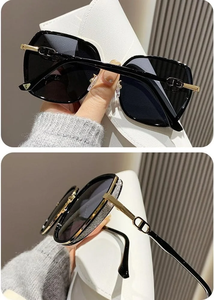 عینک آفتابی پلاریزه Goodern برای زنان و مردان، عینک آفتابی سبک وزن مسافرتی ضد آفتاب، عینک آفتابی بزرگ قاب دار قابل حمل یونیسکس، عینک آفتابی محافظ مد روز، عینک آفتابی ماهیگیری کمپینگ در فضای باز - مشکی