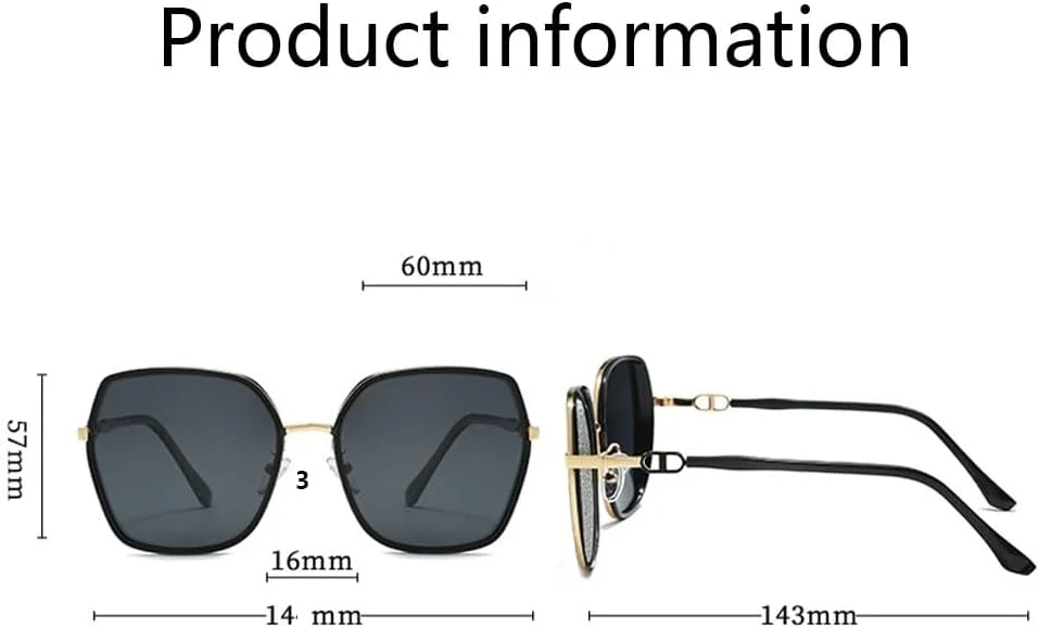 عینک آفتابی پلاریزه Goodern برای زنان و مردان، عینک آفتابی سبک وزن مسافرتی ضد آفتاب، عینک آفتابی بزرگ قاب دار قابل حمل یونیسکس، عینک آفتابی محافظ مد روز، عینک آفتابی ماهیگیری کمپینگ در فضای باز - مشکی