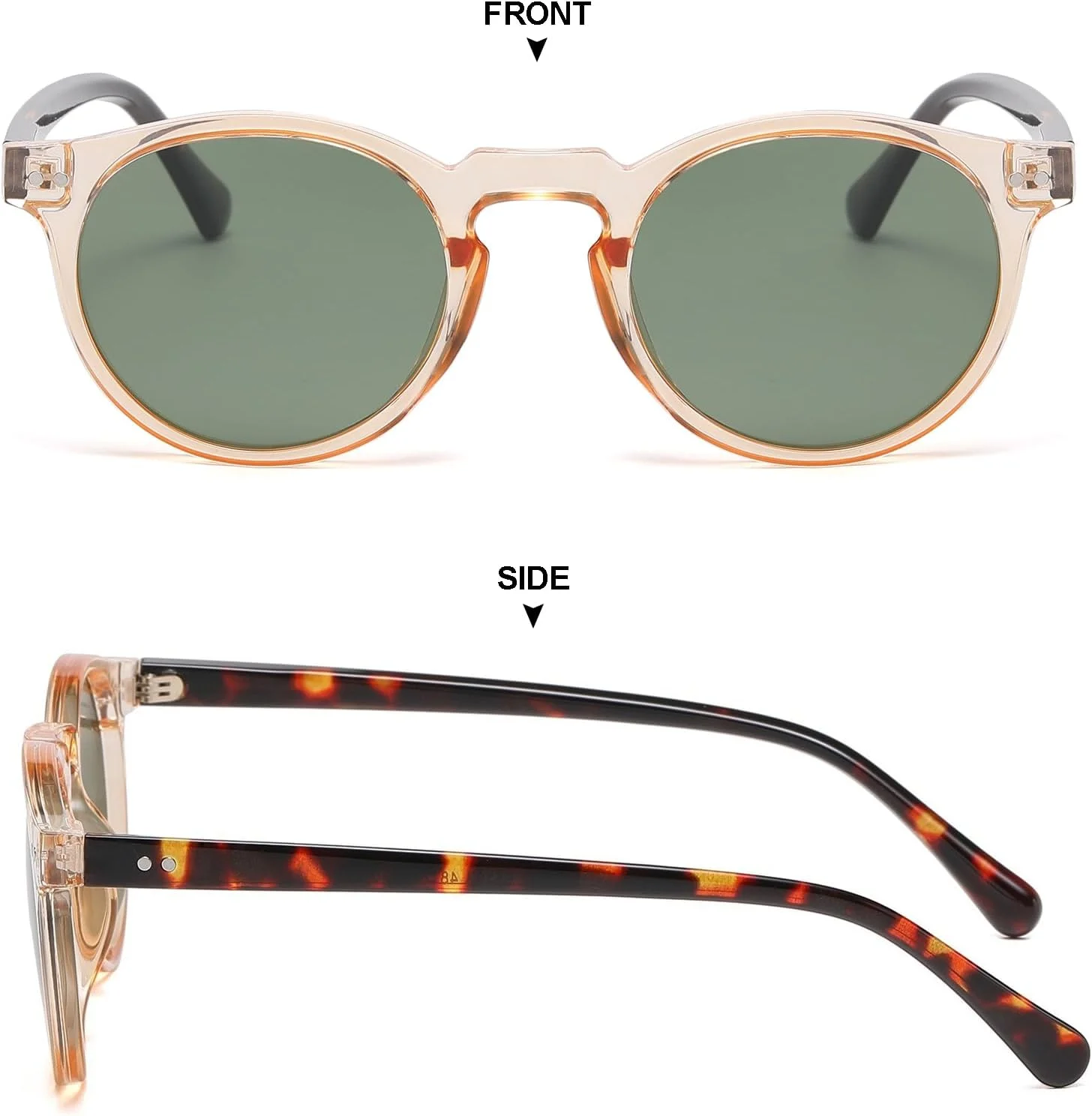 عینک آفتابی گرد پلاریزه فشن Gleyemor برای مردان و زنان، عینک آفتابی با فریم استات رترو و وینتیج