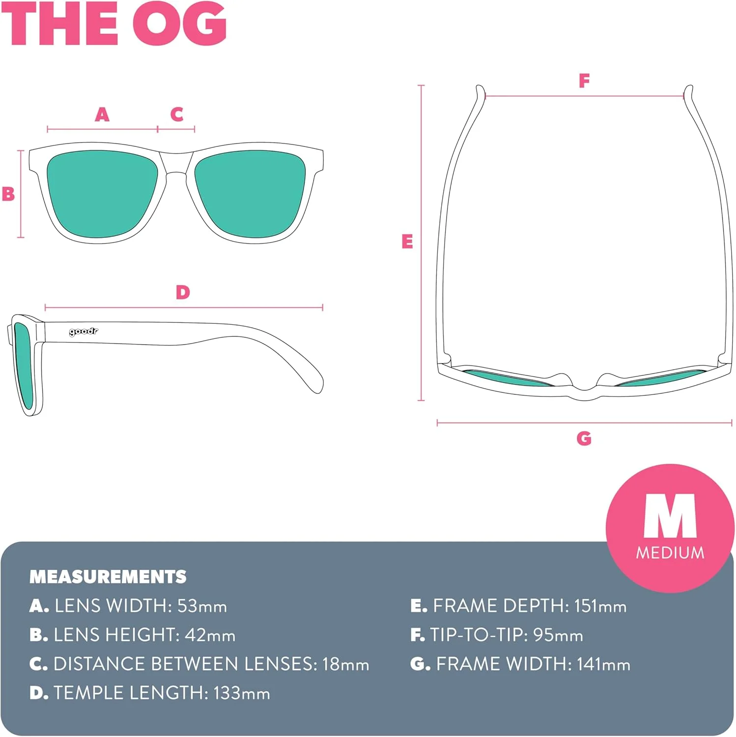 عینک آفتابی پلاریزه goodr مدل Flamingos On A Booze Cruise مناسب آقایان و بانوان، فریم صورتی شفاف d OG با لنزهای آینه‌ای فیروزه‌ای بازتابنده، محافظت UV400، بدون لغزش، بدون پرش، M