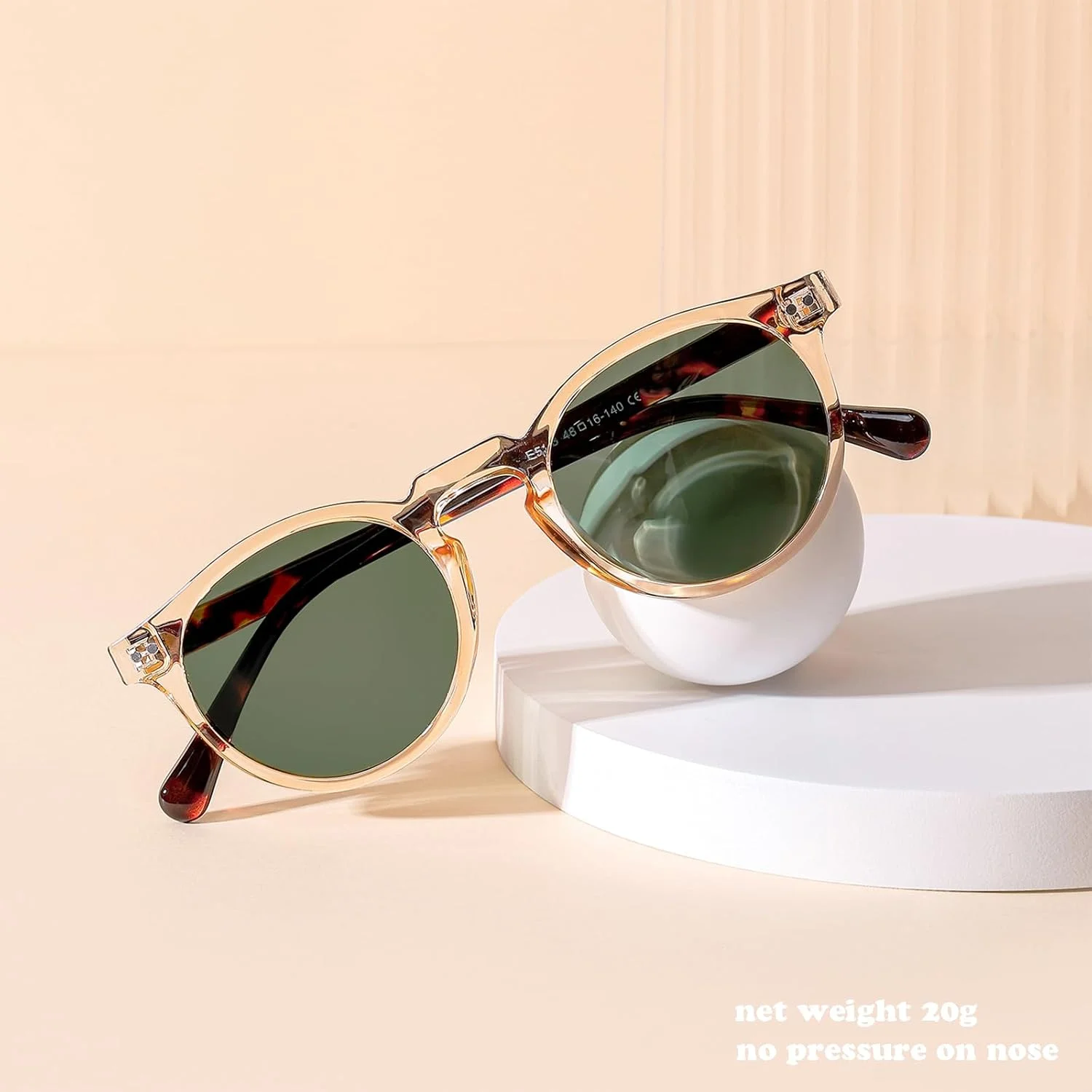 عینک آفتابی گرد پلاریزه فشن Gleyemor برای مردان و زنان، عینک آفتابی با فریم استات رترو و وینتیج