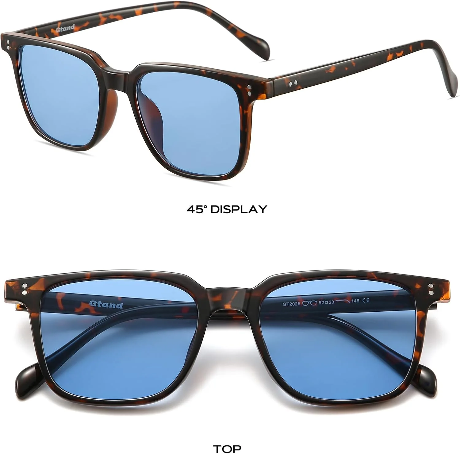 عینک آفتابی مربعی یکپارچهسازی با سیستمعامل Gtand Unisex برای مردان و زنان، عینک آفتابی مستطیلی مد روز، 52 میلی متر