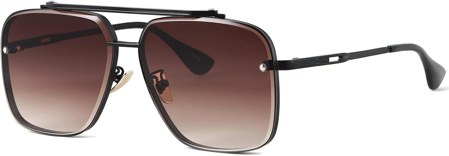 عینک آفتابی بزرگ مربعی خلبانی گرادیان فشن Gtand مردانه زنانه عینک آفتابی فلزی وینتیج 63 میلی متر