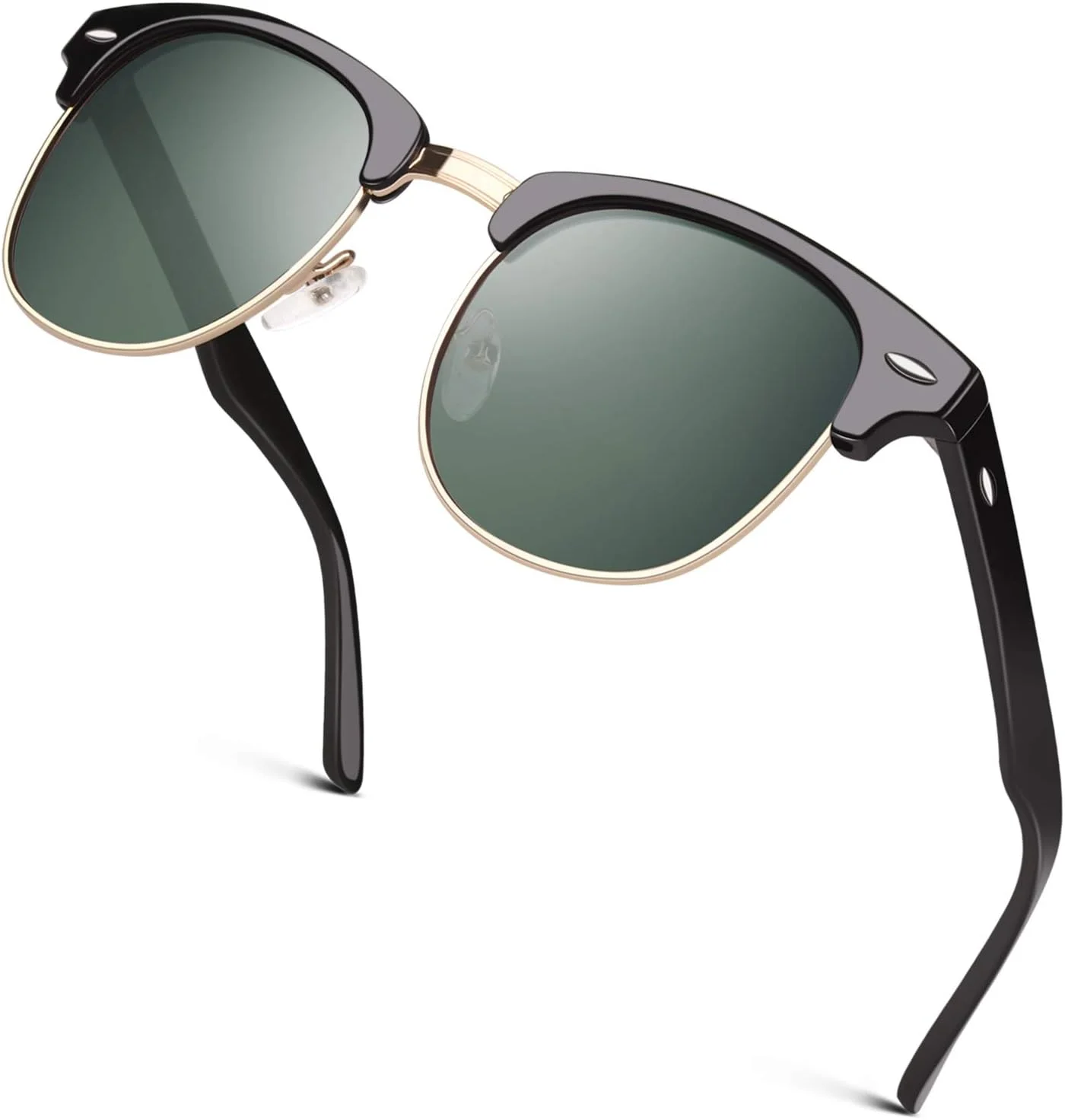 عینک آفتابی کلاسیک شاخ گاوی نیمه بدون فریم پلاریزه مردانه و زنانه GQUEEN GQO6