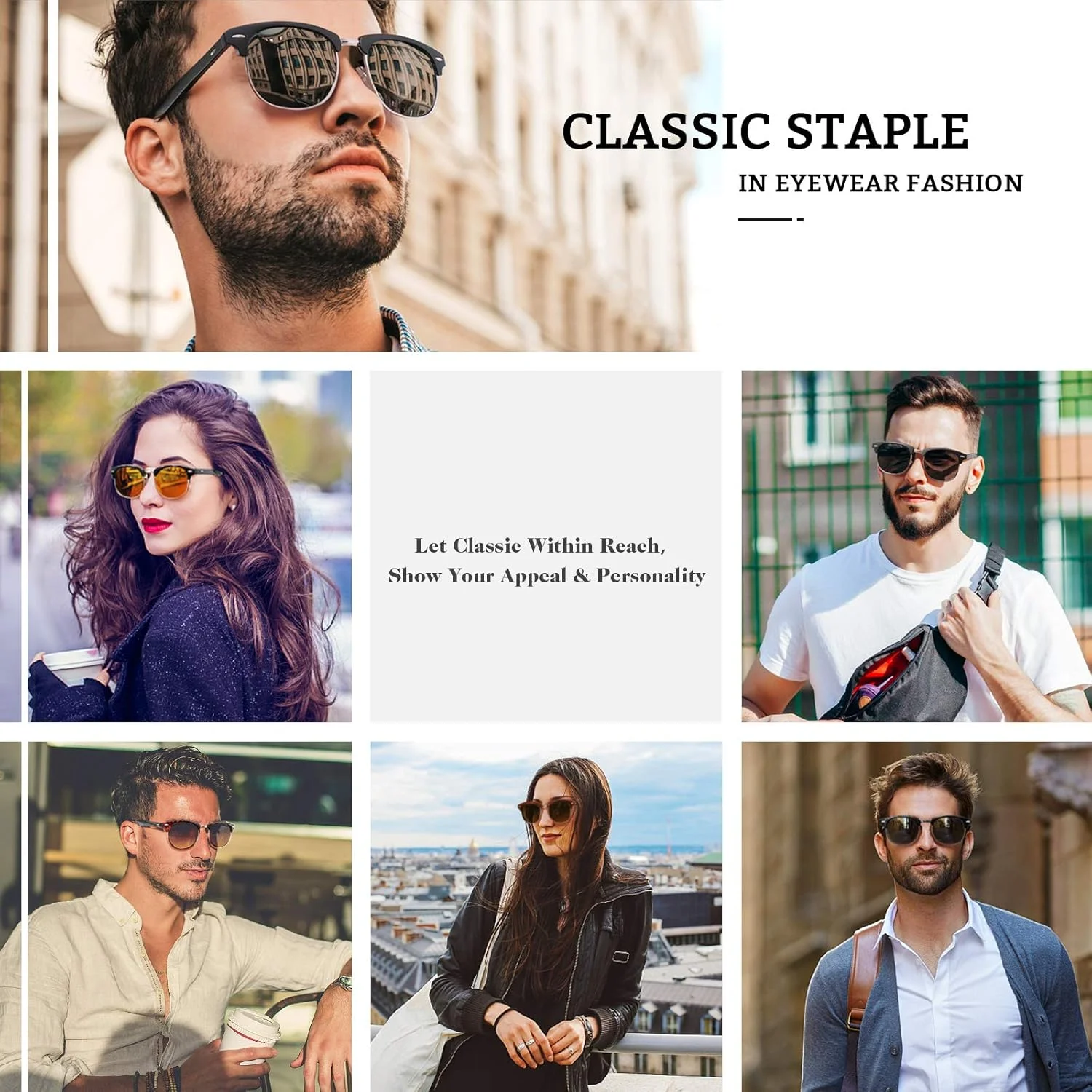 عینک آفتابی کلاسیک شاخ گاوی نیمه بدون فریم پلاریزه مردانه و زنانه GQUEEN GQO6 عینک آفتابی کلاسیک شاخ گاوی نیمه بدون فریم پلاریزه مردانه و زنانه GQUEEN GQO6