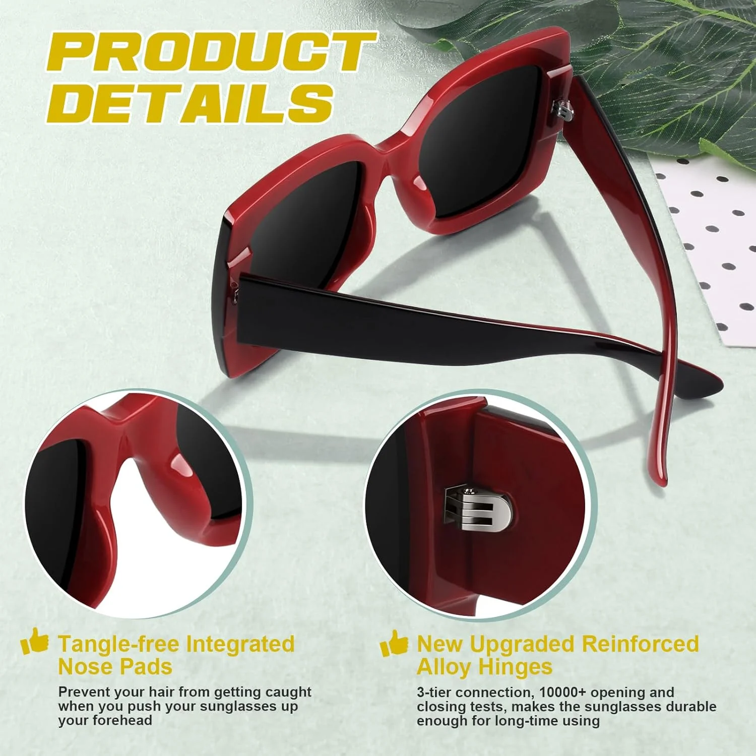 عینک آفتابی فریم مربعی بزرگ زنانه GQUEEN، سایه های مد روز و قدیمی، S904