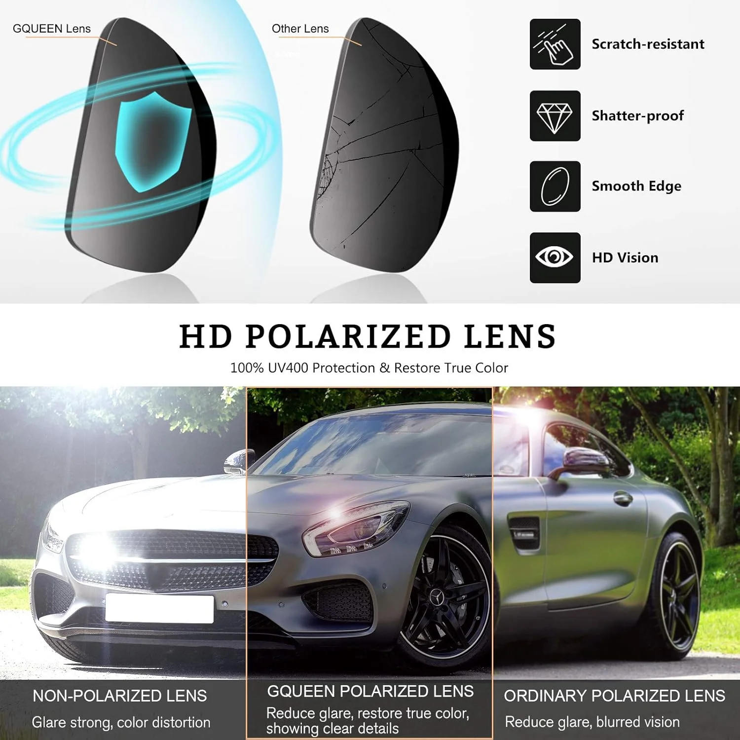 عینک آفتابی کلاسیک شاخ گاوی نیمه بدون فریم پلاریزه مردانه و زنانه GQUEEN GQO6 عینک آفتابی کلاسیک شاخ گاوی نیمه بدون فریم پلاریزه مردانه و زنانه GQUEEN GQO6