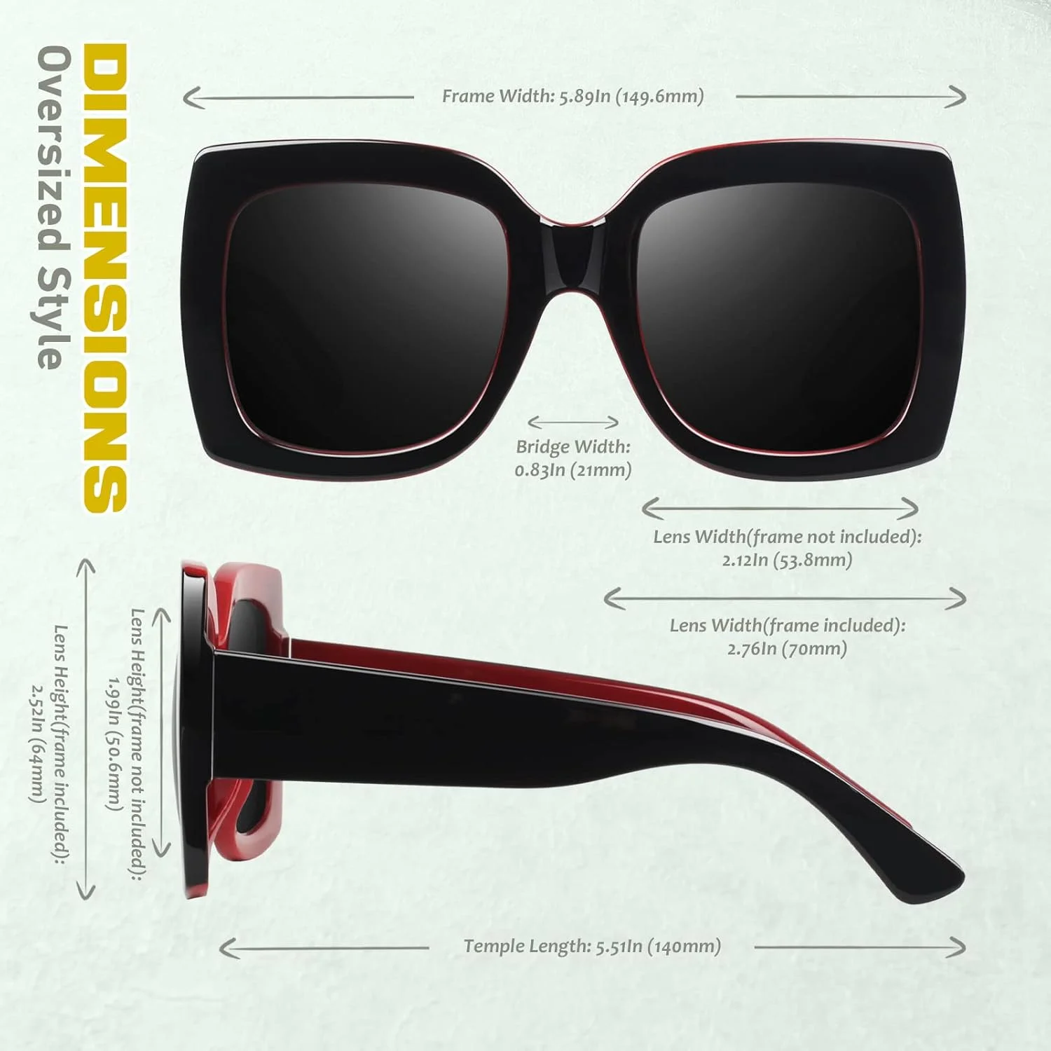 عینک آفتابی فریم مربعی بزرگ زنانه GQUEEN، سایه های مد روز و قدیمی، S904