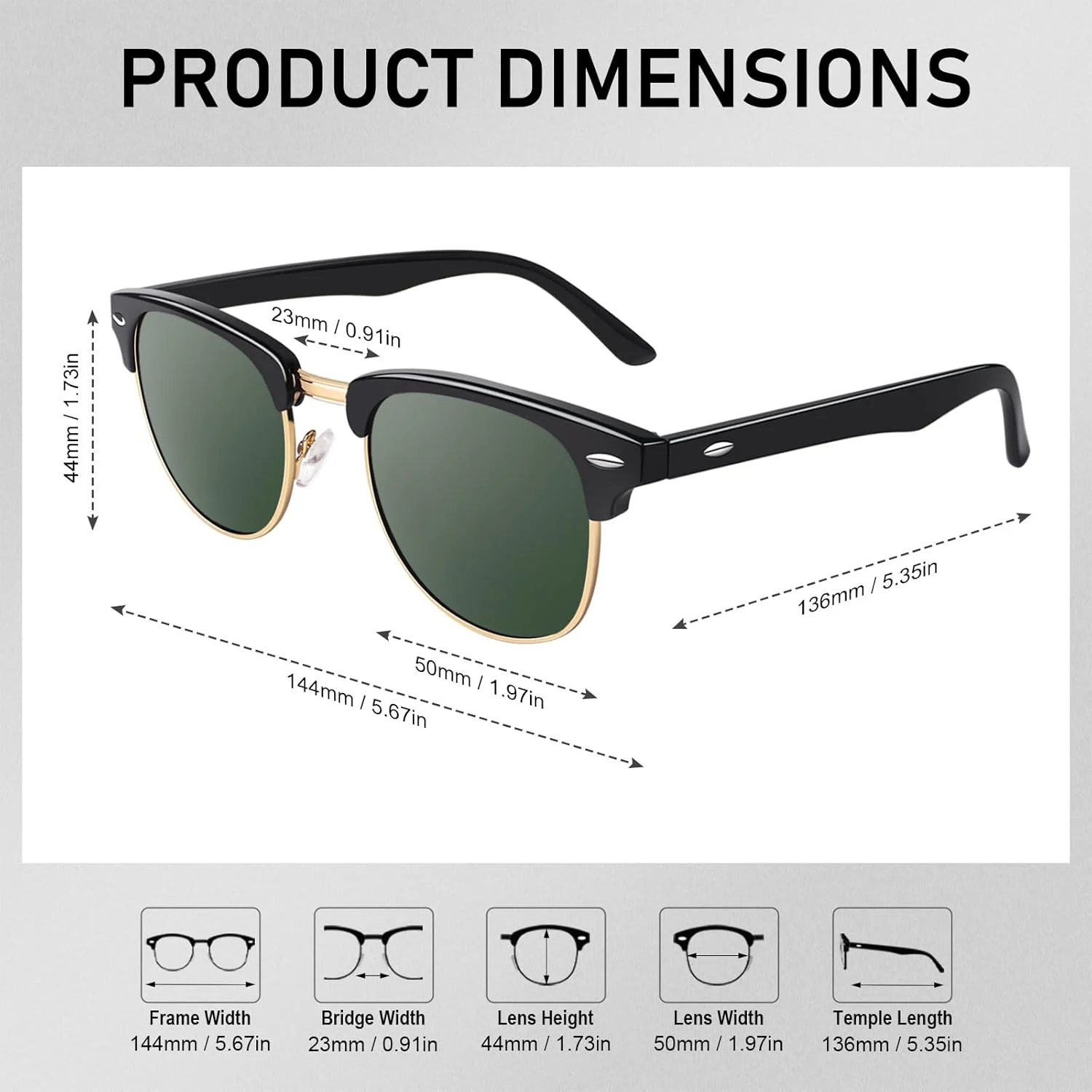 عینک آفتابی کلاسیک شاخ گاوی نیمه بدون فریم پلاریزه مردانه و زنانه GQUEEN GQO6 عینک آفتابی کلاسیک شاخ گاوی نیمه بدون فریم پلاریزه مردانه و زنانه GQUEEN GQO6