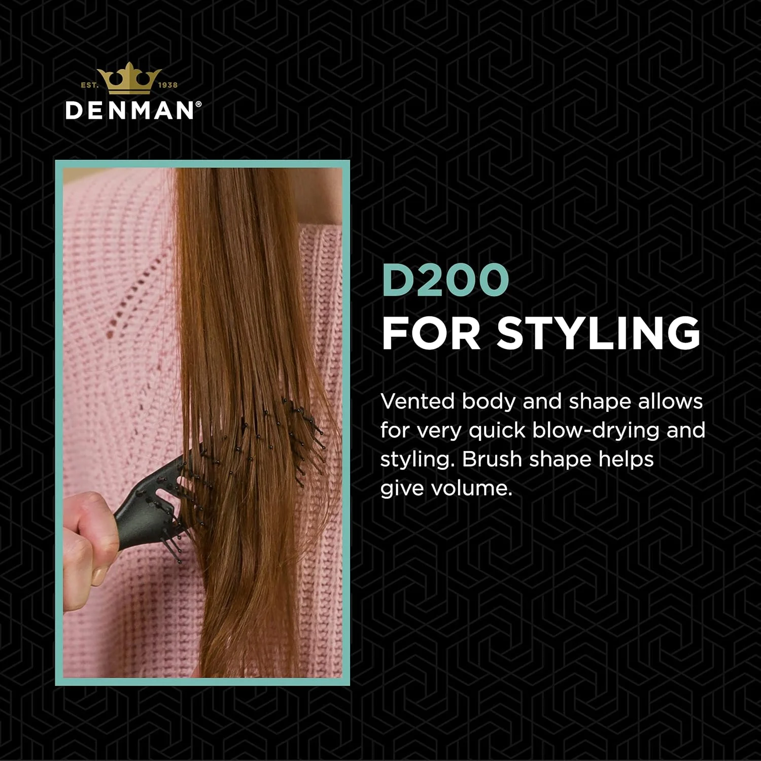 برس تهویه انعطاف پذیر Denman D200 برای خشک کردن با سشوار - برس حالت دهنده مو برای موهای خیس، خشک، فر، ضخیم و صاف - برای زنان و مردان (قلع)