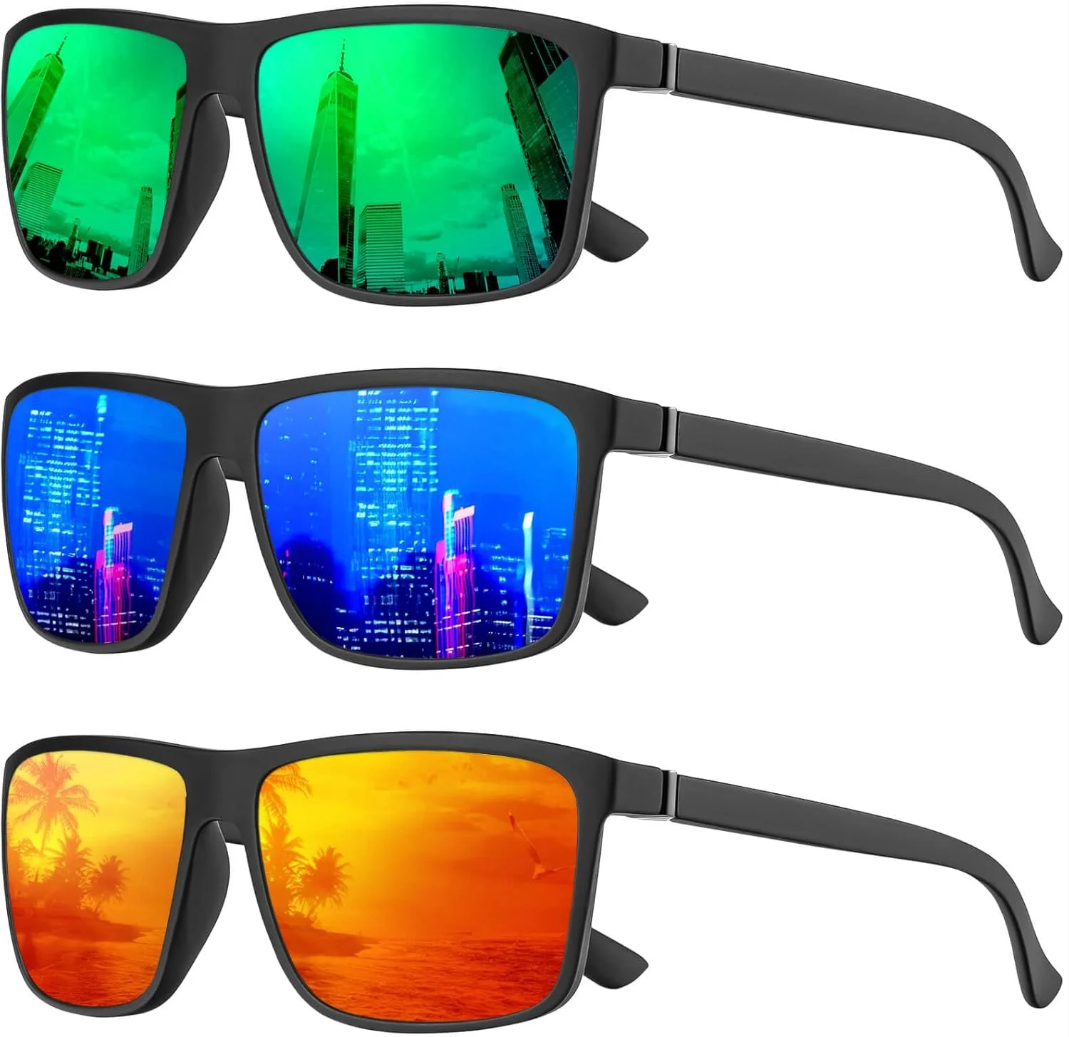 عینک آفتابی پلاریزه KALIYADI برای مردان و زنان، عینک آفتابی مردانه با محافظت UV برای رانندگی، ماهیگیری، گلف (3 عدد)
