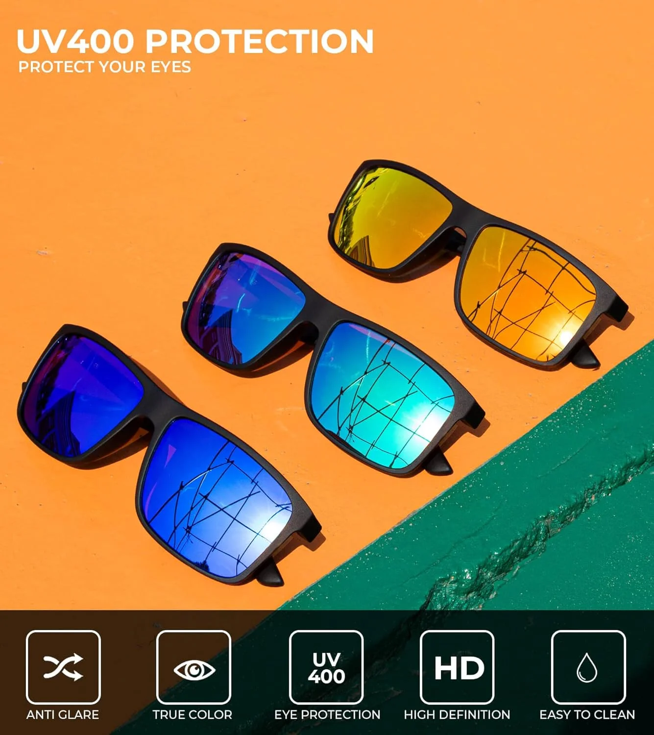 عینک آفتابی پلاریزه KALIYADI برای مردان و زنان، عینک آفتابی مردانه با محافظت UV برای رانندگی، ماهیگیری، گلف (3 عدد)