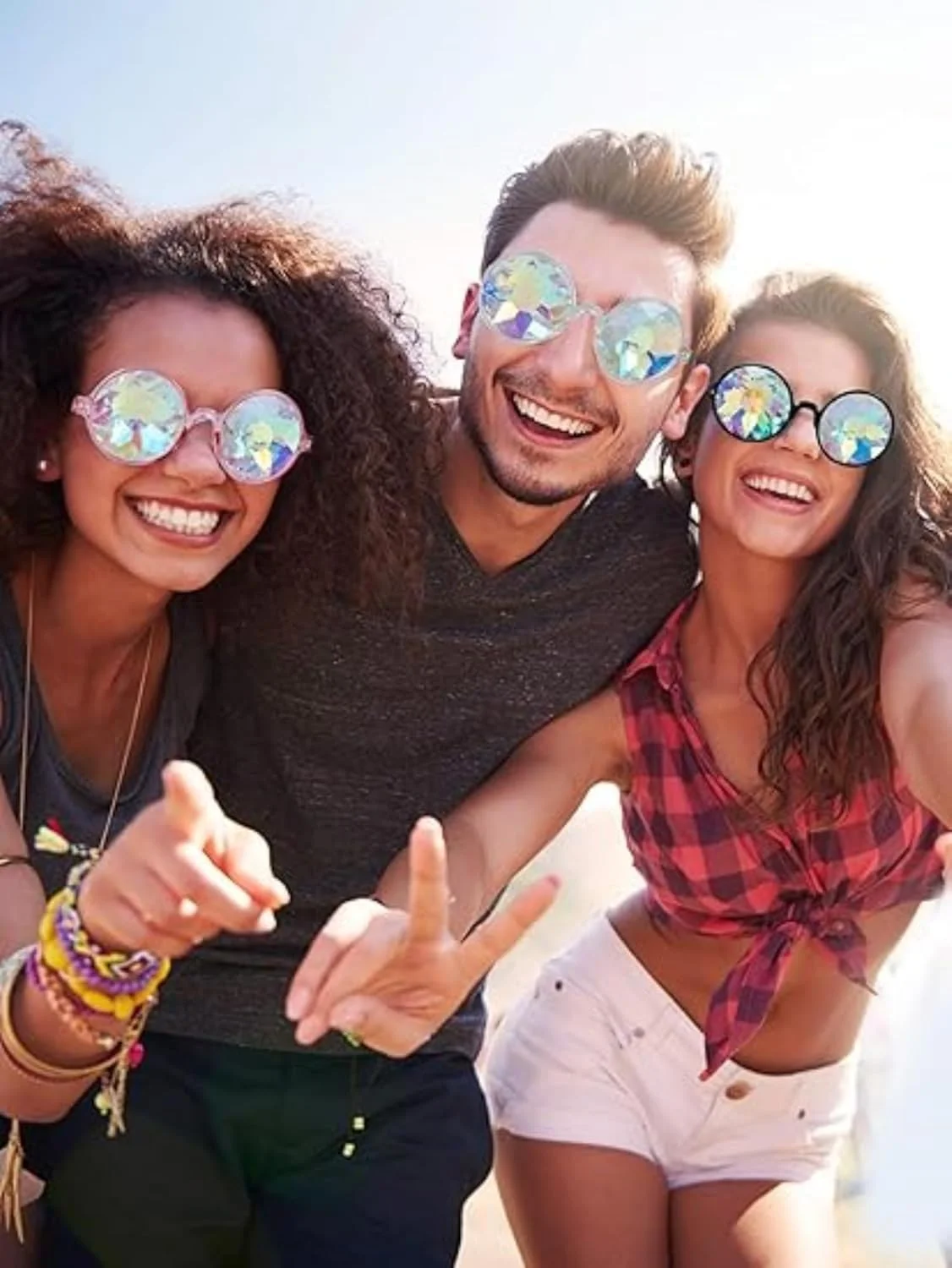 عینک های منشور رنگین کمانی 3 عددی، عینک آفتابی منشور رنگین کمانی برای کودکان، عینک های پراش چند رنگی (لوازم جانبی مهمانی های Cosplay و Rave)