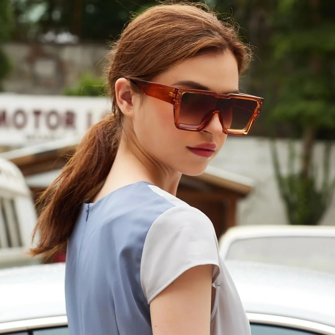 عینک آفتابی بزرگ KENBO برای زنان و مردان، عینک آفتابی مربعی مد روز با لنز یک تکه