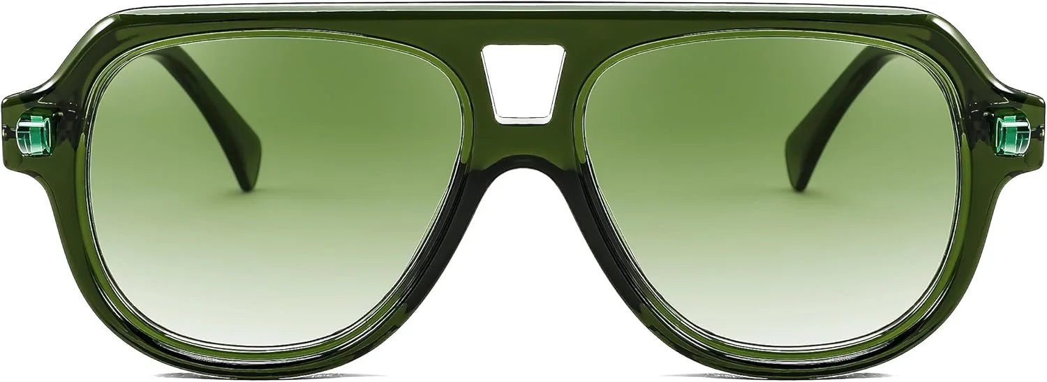 عینک آفتابی مردانه و زنانه KASTWAVE طرح وینتیج، عینک آفتابی خلبانی دهه 70، عینک آفتابی کلاسیک رترو با فریم بزرگ UV400، فریم وینتیج - سبز