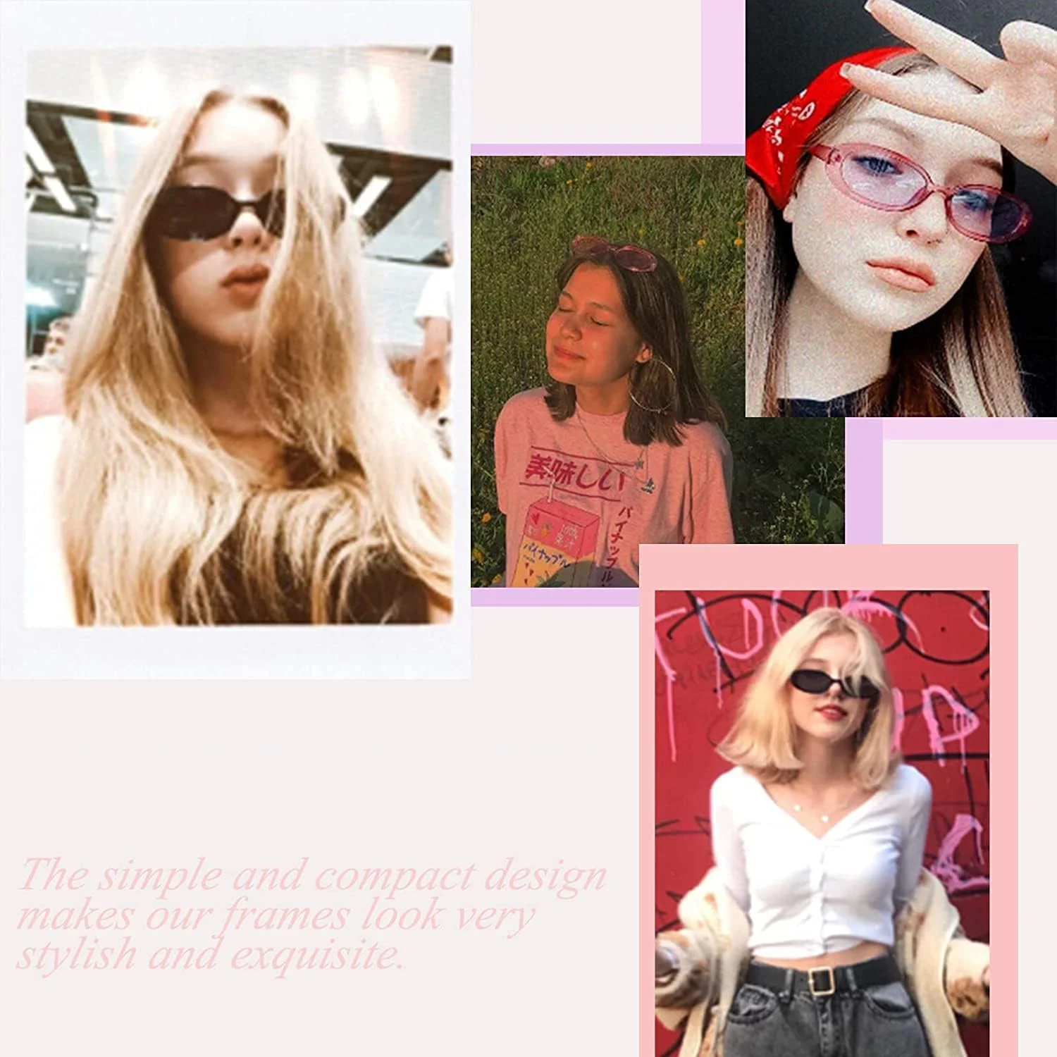 عینک آفتابی بیضی کوچک کلاسیک خزنا برای زنان، عینک های آفتابی زنانه به سبک دهه 90، عینک های رنگی مد روز با محافظت 400 (2 عدد مشکی + پلنگی)