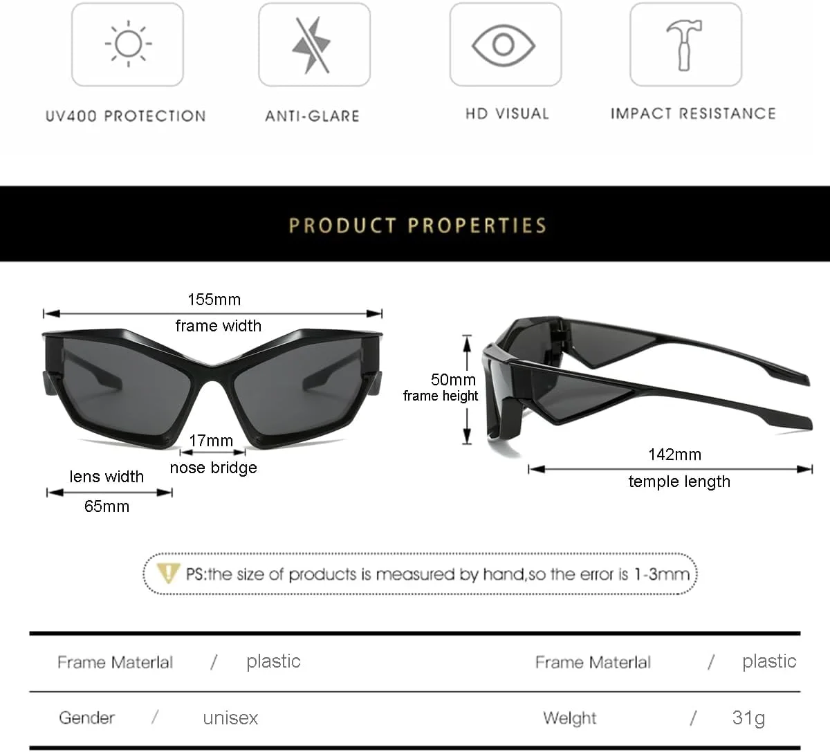 عینک آفتابی مد روز KASTWAVE، مناسب آقایان و بانوان، عینک اسپرت و خنک Y2K با استایل آینده