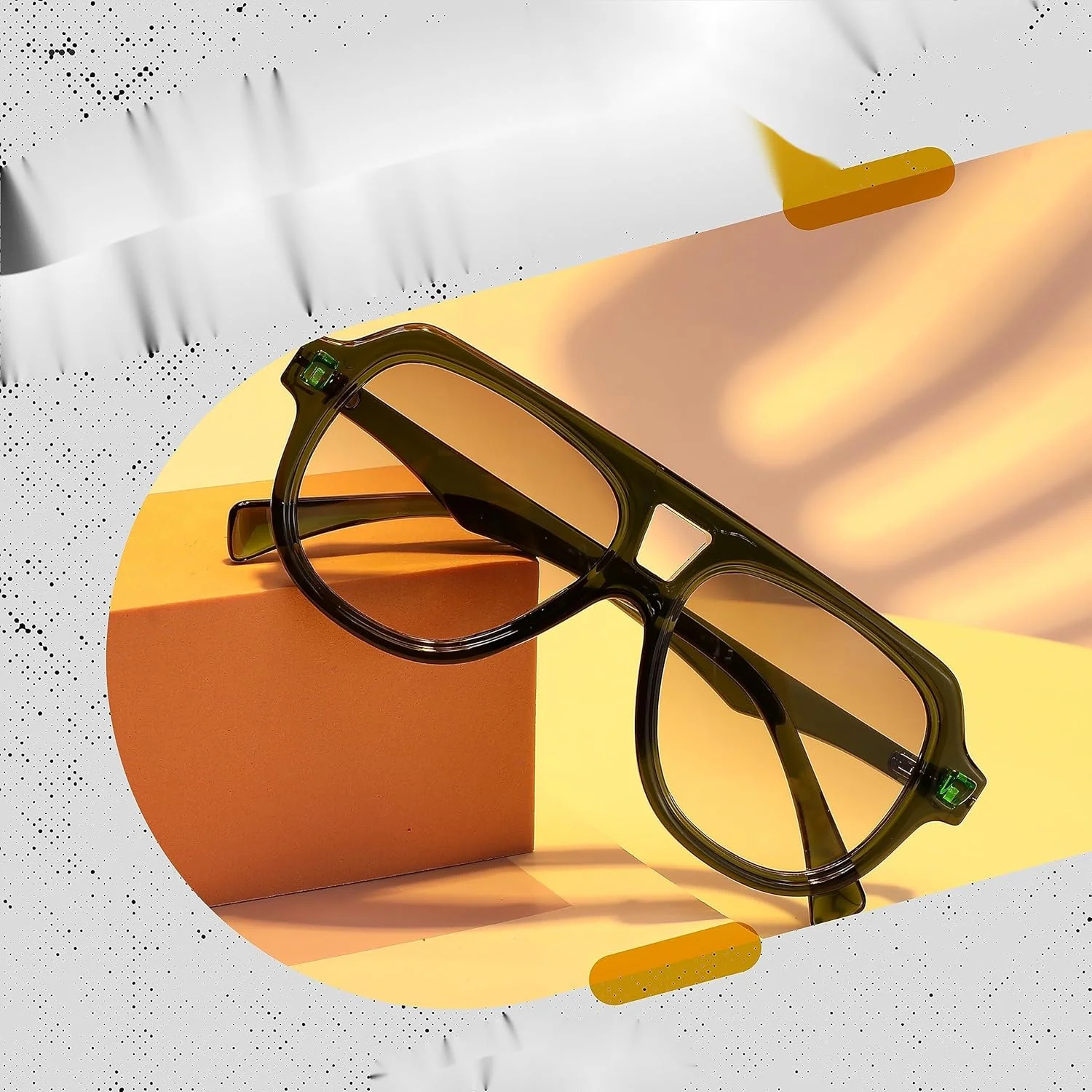 عینک آفتابی مردانه و زنانه KASTWAVE طرح وینتیج، عینک آفتابی خلبانی دهه 70، عینک آفتابی کلاسیک رترو با فریم بزرگ UV400، فریم وینتیج - سبز