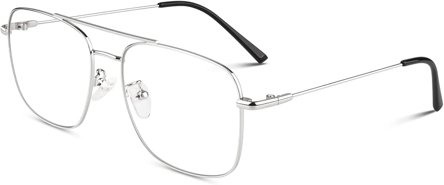عینک فیک LINVO، عدسی شفاف بدون نمره، فریم فلزی، عینک مد روز برای زنان و مردان