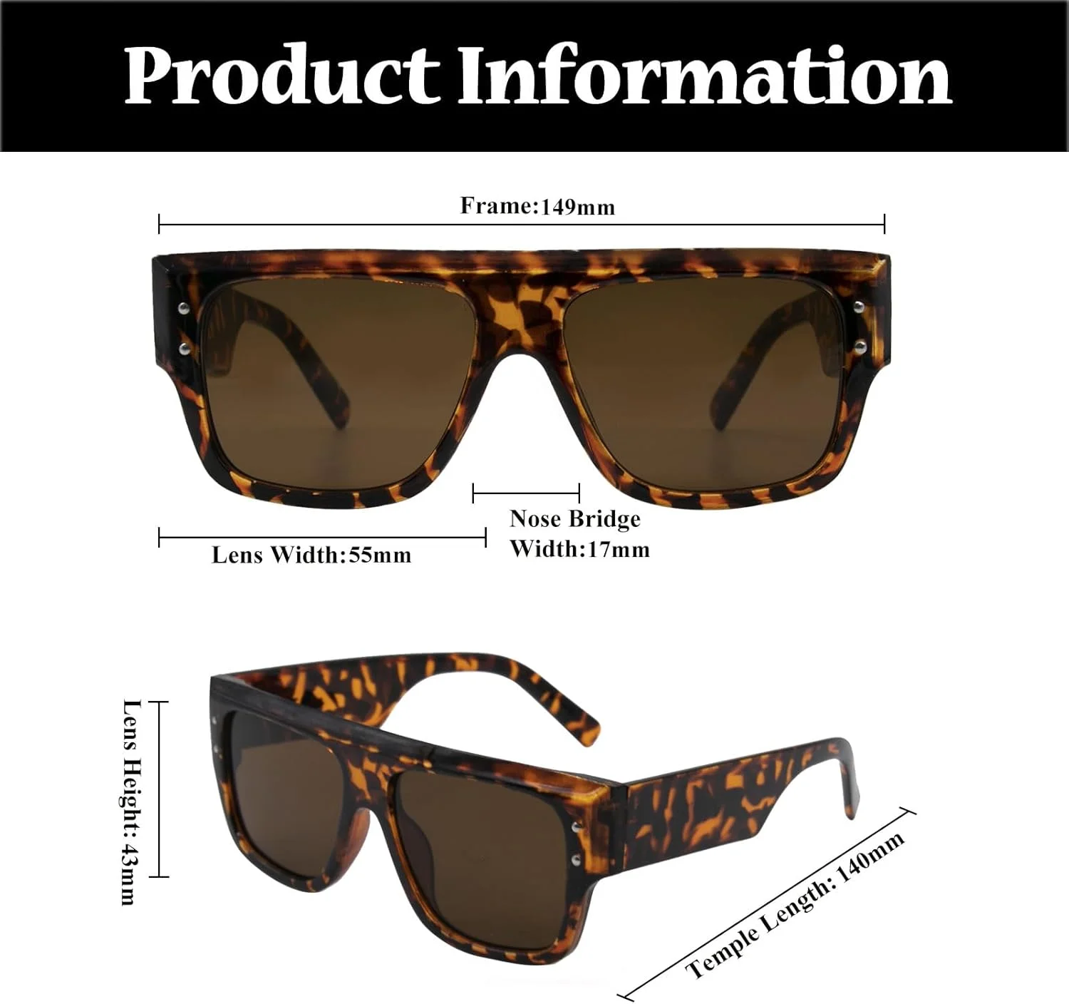 عینک آفتابی مربعی رترو LJCZKA برای زنان و مردان، فریم ضخیم تخت، عینک آفتابی مد روز، محافظت UV400