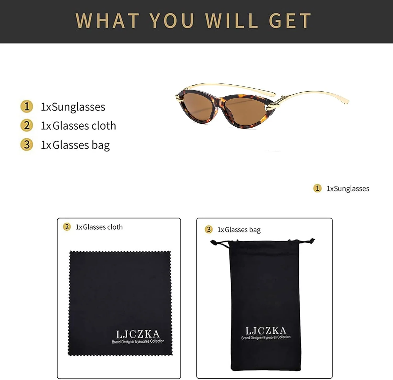 عینک آفتابی زنانه چشم گربه ای بیضی شکل LJCZKA، عینک آفتابی کوچک بیضی شکل دهه 90، عینک آفتابی باریک و مد روز Y2K، معابد طلایی لوکس، محافظت UV400