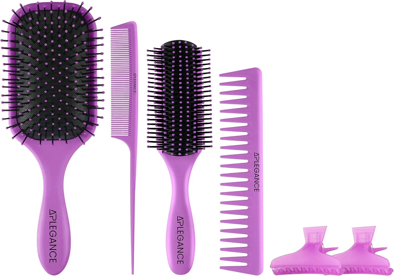 ست برس مو برای زنان و مردان - برس موی نرم لایه بردار، برس حالت دهنده 9 ردیفه ضد الکتریسیته ساکن، شانه دم موشی و شانه موی خیس - بهترین برای موهای بلند، ضخیم، مجعد و طبیعی (4 عدد) - توسط APLEGANCE ست برس مو برای زنان و مردان - برس موی نرم لایه بردار، برس حالت دهنده 9 ردیفه ضد الکتریسیته ساکن، شانه دم موشی و شانه موی خیس - بهترین برای موهای بلند، ضخیم، مجعد و طبیعی (4 عدد) - توسط APLEGANCE