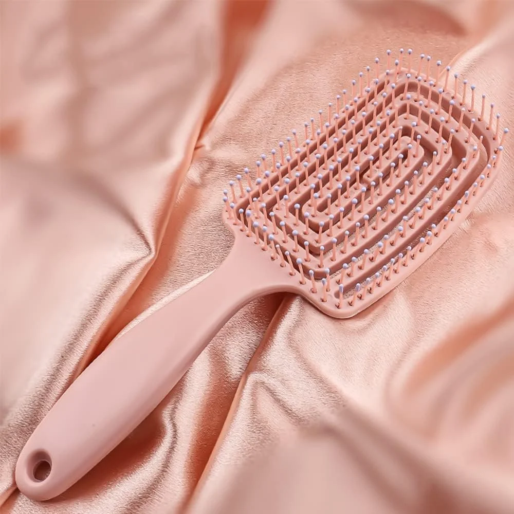 برس مو مناسب موهای خشک و خیس، باز کننده گره مو برای موهای نازک، ضخیم و مجعد - برس موی خمیده و دارای تهویه برای زنان، مردان یا کودکان، خشک کردن سریعتر با سشوار، حالت دهنده حرفه ای، برس پارویی دارای تهویه برای باز کردن گره مو (رزگلد)