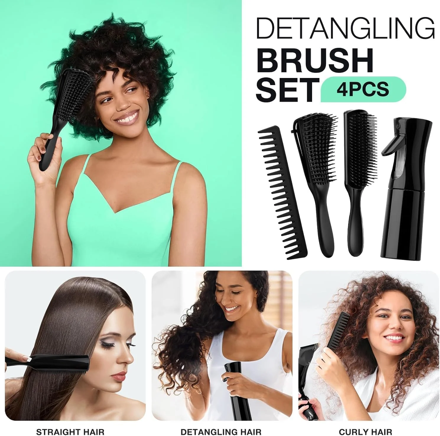 مجموعه برس مو GraGra، مجموعه 4 عددی برس باز کننده گره مو، درخشان کننده و صاف کننده مو، برس مو برای زنان، مردان و کودکان با موهای مجعد، عالی برای موهای مجعد طبیعی، ضخیم، مرطوب یا خشک مجموعه برس مو GraGra، مجموعه 4 عددی برس باز کننده گره مو، درخشان کننده و صاف کننده مو، برس مو برای زنان، مردان و کودکان با موهای مجعد، عالی برای موهای مجعد طبیعی، ضخیم، مرطوب یا خشک