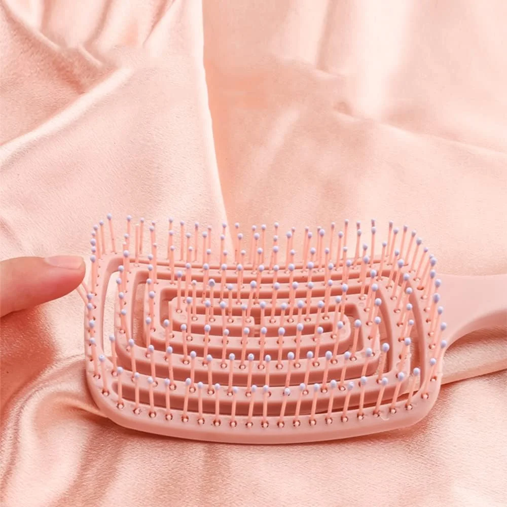 برس مو مناسب موهای خشک و خیس، باز کننده گره مو برای موهای نازک، ضخیم و مجعد - برس موی خمیده و دارای تهویه برای زنان، مردان یا کودکان، خشک کردن سریعتر با سشوار، حالت دهنده حرفه ای، برس پارویی دارای تهویه برای باز کردن گره مو (رزگلد)