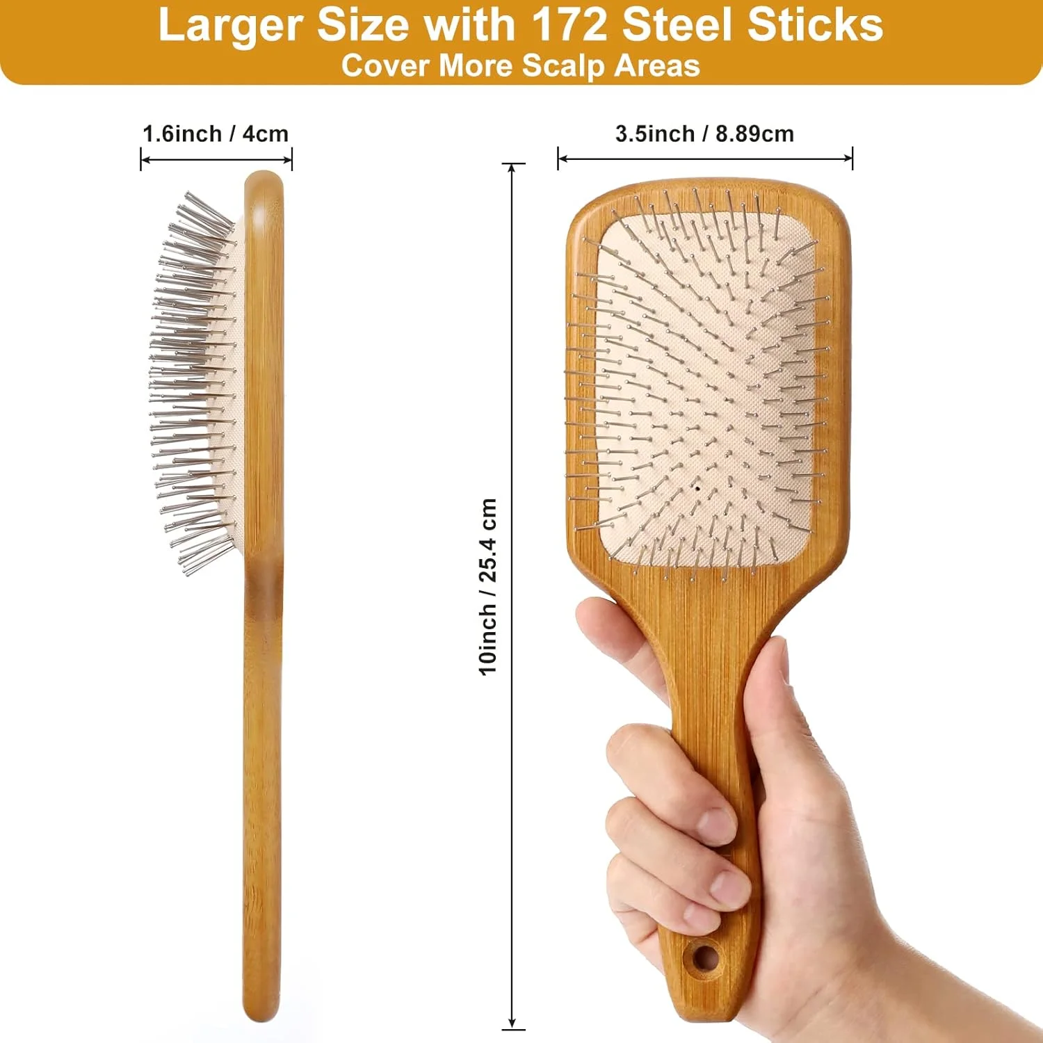 برس مو برای زنان و مردان، ماساژور چند منظوره پوست سر با کوسن هوا/موهای ضد زنگ/شانه برس پارویی بامبو برای تحریک پوست سر/رشد مو/مراقبت روزانه از مو