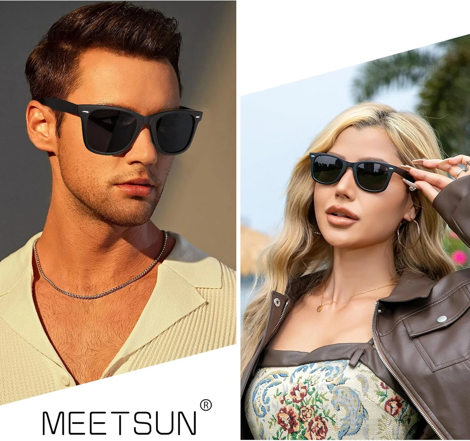 عینک آفتابی پلاریزه MEETSUN برای زنان و مردان، فریم مربعی کلاسیک رترو، مناسب رانندگی، عینک آفتابی ترندی با محافظت UV عینک آفتابی پلاریزه MEETSUN برای زنان و مردان، فریم مربعی کلاسیک رترو، مناسب رانندگی، عینک آفتابی ترندی با محافظت UV