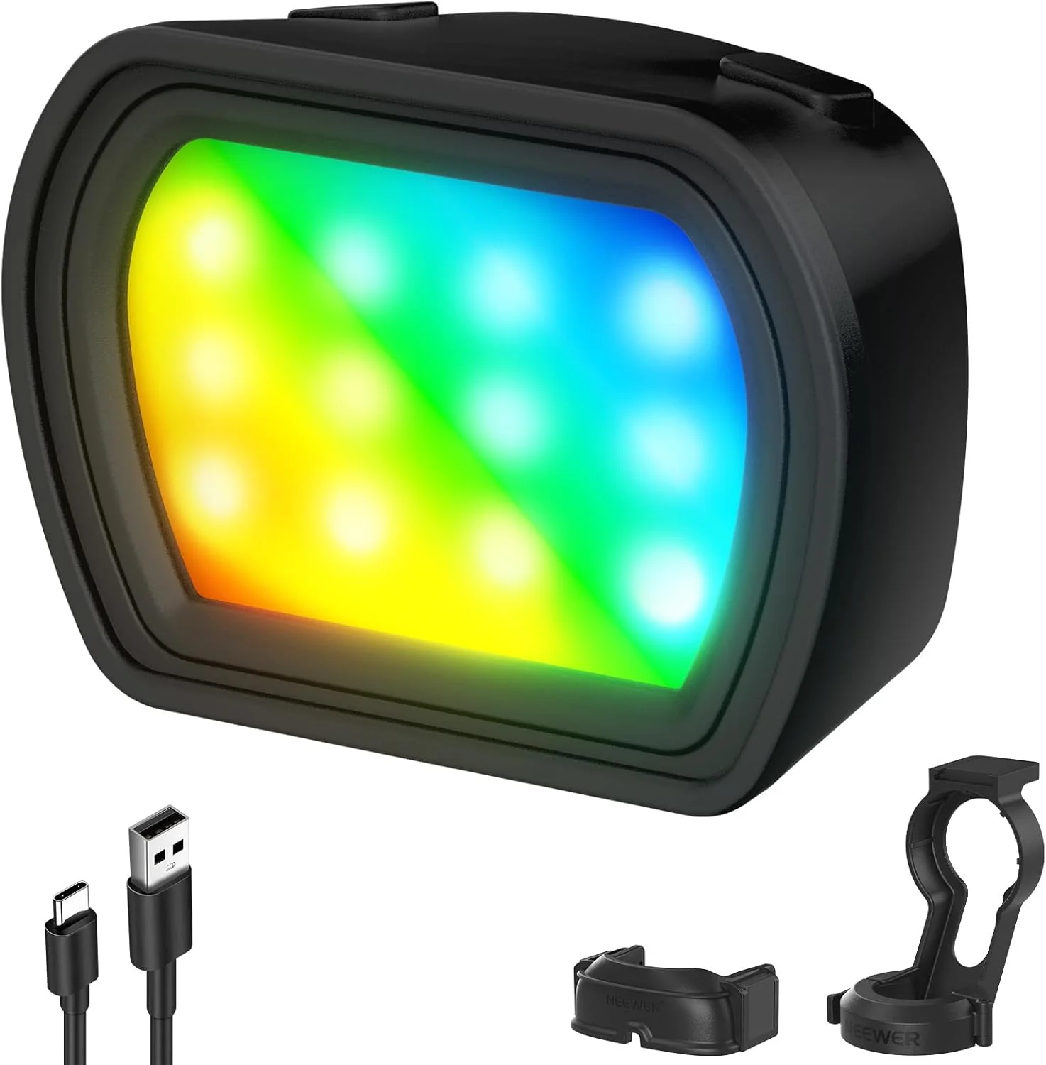 نور RGB مغناطیسی NEEWER BASICS سازگار با دوربین گیمبال DJI OSMO Pocket 3 و لوازم جانبی Creator Combo، نور کمکی و پرکننده LED پلاستیکی قابل شارژ USB C با توان 1.3 وات برای سلفی، ولاگ و ویدیو، مدل M21C
