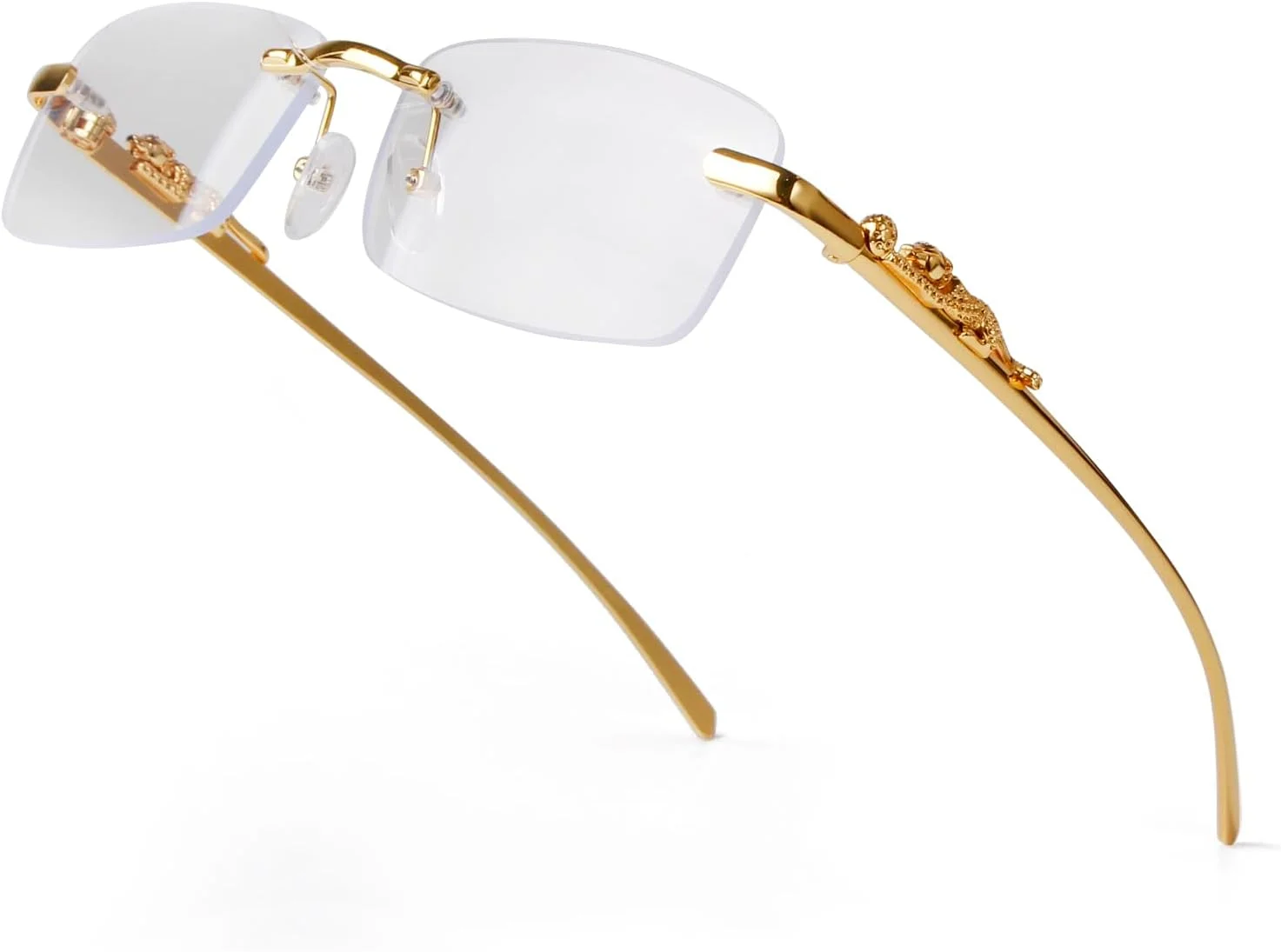 عینک آفتابی مستطیلی بدون فریم و قدیمی piscm برای زنان و مردان، عینک آفتابی مربعی بدون قاب فلزی طلایی مد روز، عینک شفاف