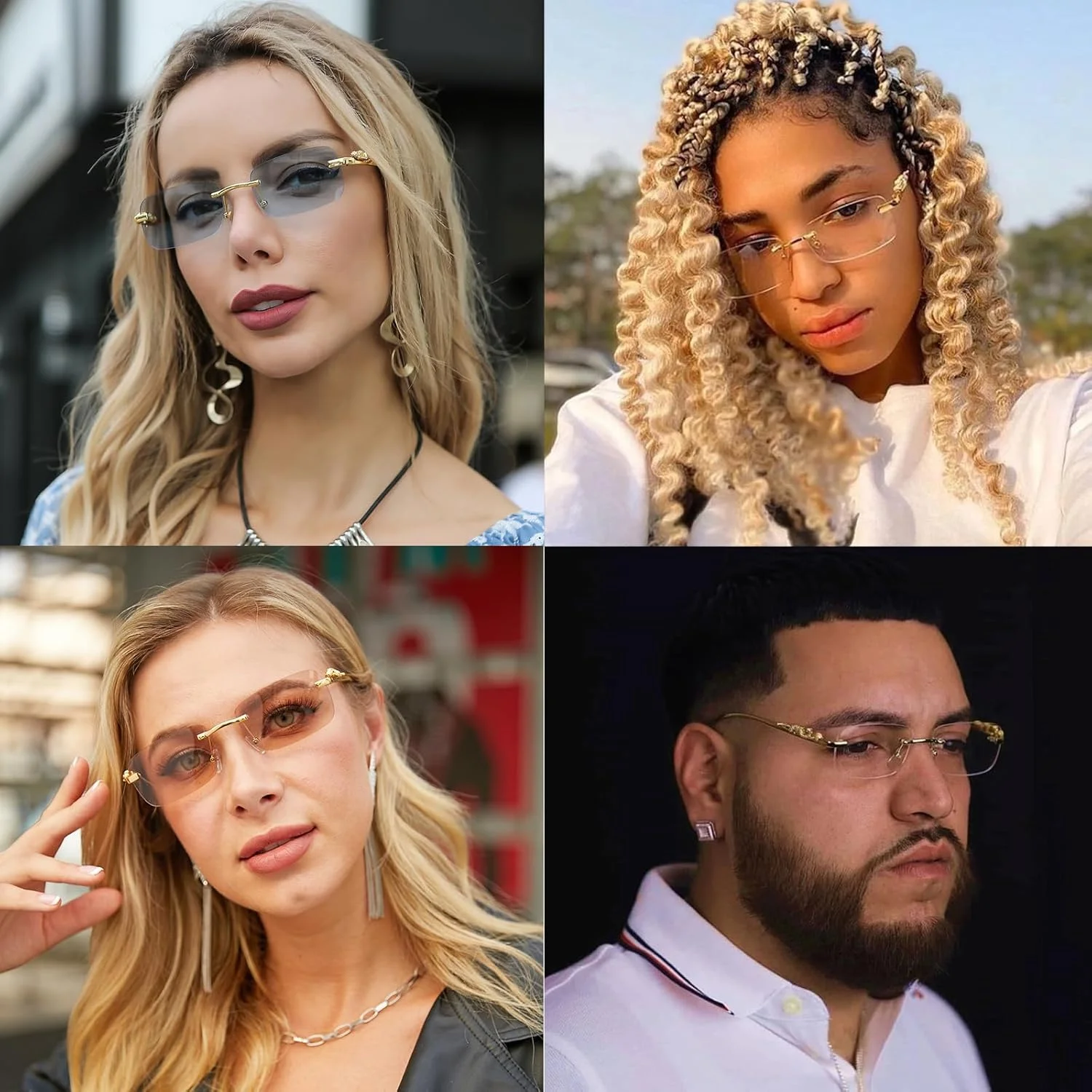 عینک آفتابی مستطیلی بدون فریم و قدیمی piscm برای زنان و مردان، عینک آفتابی مربعی بدون قاب فلزی طلایی مد روز، عینک شفاف عینک آفتابی مستطیلی بدون فریم و قدیمی piscm برای زنان و مردان، عینک آفتابی مربعی بدون قاب فلزی طلایی مد روز، عینک شفاف