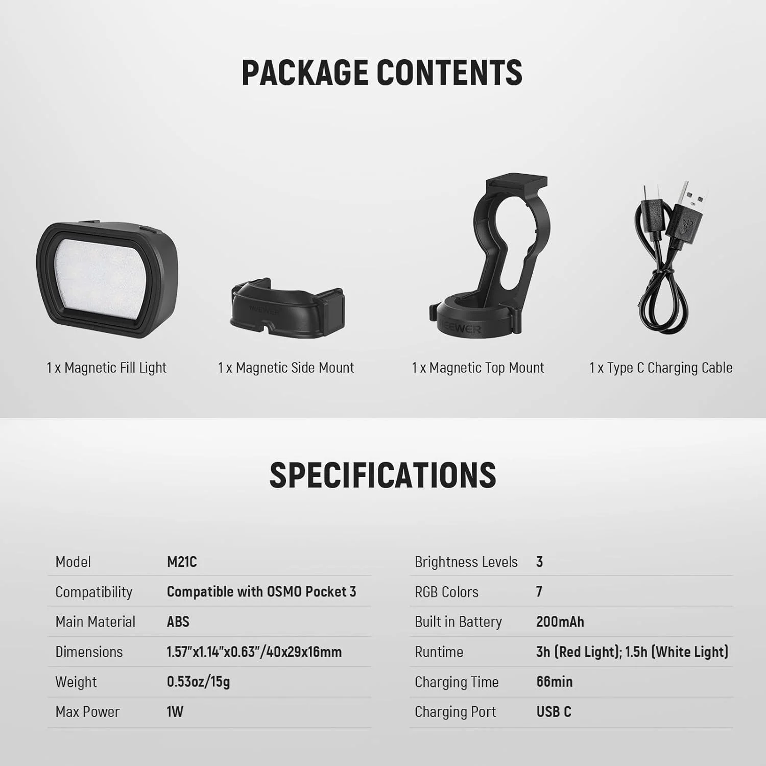 نور RGB مغناطیسی NEEWER BASICS سازگار با دوربین گیمبال DJI OSMO Pocket 3 و لوازم جانبی Creator Combo، نور کمکی و پرکننده LED پلاستیکی قابل شارژ USB C با توان 1.3 وات برای سلفی، ولاگ و ویدیو، مدل M21C نور RGB مغناطیسی NEEWER BASICS سازگار با دوربین گیمبال DJI OSMO Pocket 3 و لوازم جانبی Creator Combo، نور کمکی و پرکننده LED پلاستیکی قابل شارژ USB C با توان 1.3 وات برای سلفی، ولاگ و ویدیو، مدل M21C