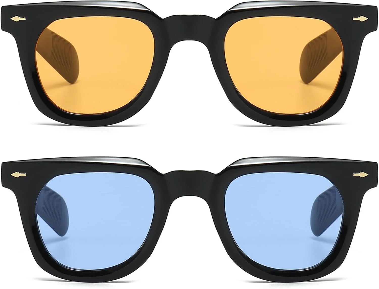 عینک آفتابی مربعی PORADAY برای زنان و مردان، فریم ضخیم و شیک، سایه های مشکی