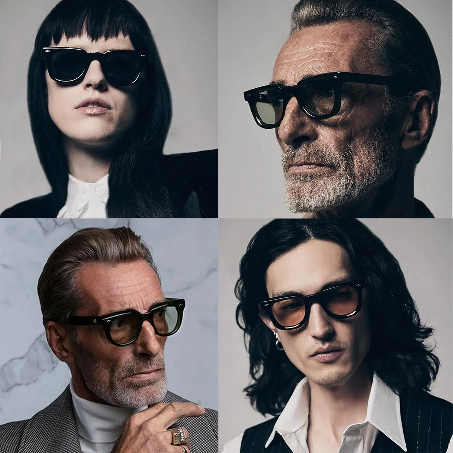 عینک آفتابی مربعی PORADAY برای زنان و مردان، فریم ضخیم و شیک، سایه های مشکی