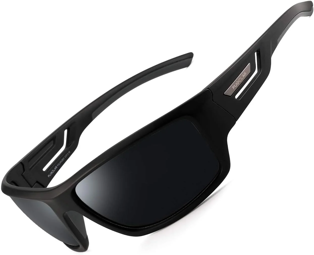 عینک آفتابی ورزشی پلاریزه PUKCLAR برای مردان و زنان، مناسب رانندگی، دوچرخه سواری، دویدن و ماهیگیری، با فریم نشکن