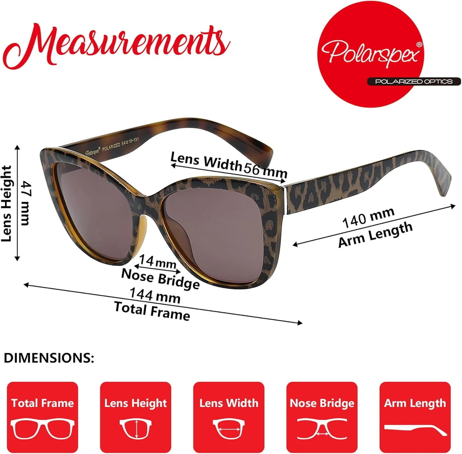 عینک آفتابی چشم گربه ای PolarSpex برای زنان - عینک آفتابی زنانه بزرگ و پلاریزه - سایه های مد روز برای زنان عینک آفتابی چشم گربه ای PolarSpex برای زنان - عینک آفتابی زنانه بزرگ و پلاریزه - سایه های مد روز برای زنان