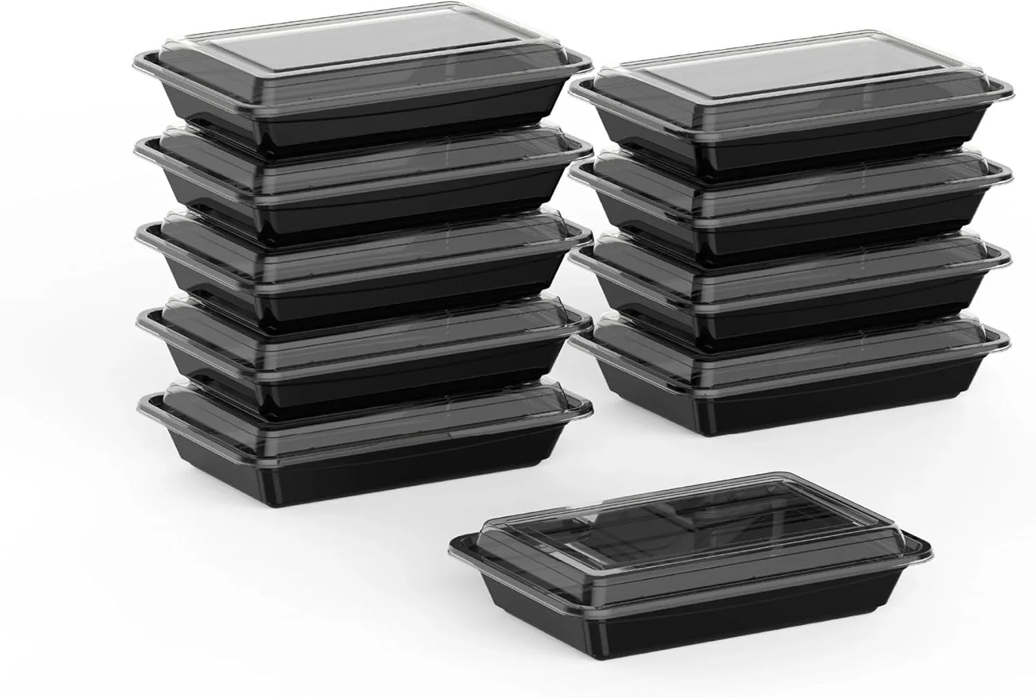 ظروف مستطیلی مشکی با درب – 828 میلی لیتر | بسته 5 عددی | ظروف آماده سازی غذا بدون BPA | قابل استفاده در مایکروویو، فریزر و ماشین ظرفشویی | جعبه های بیرون بر و نگهداری قابل استفاده مجدد