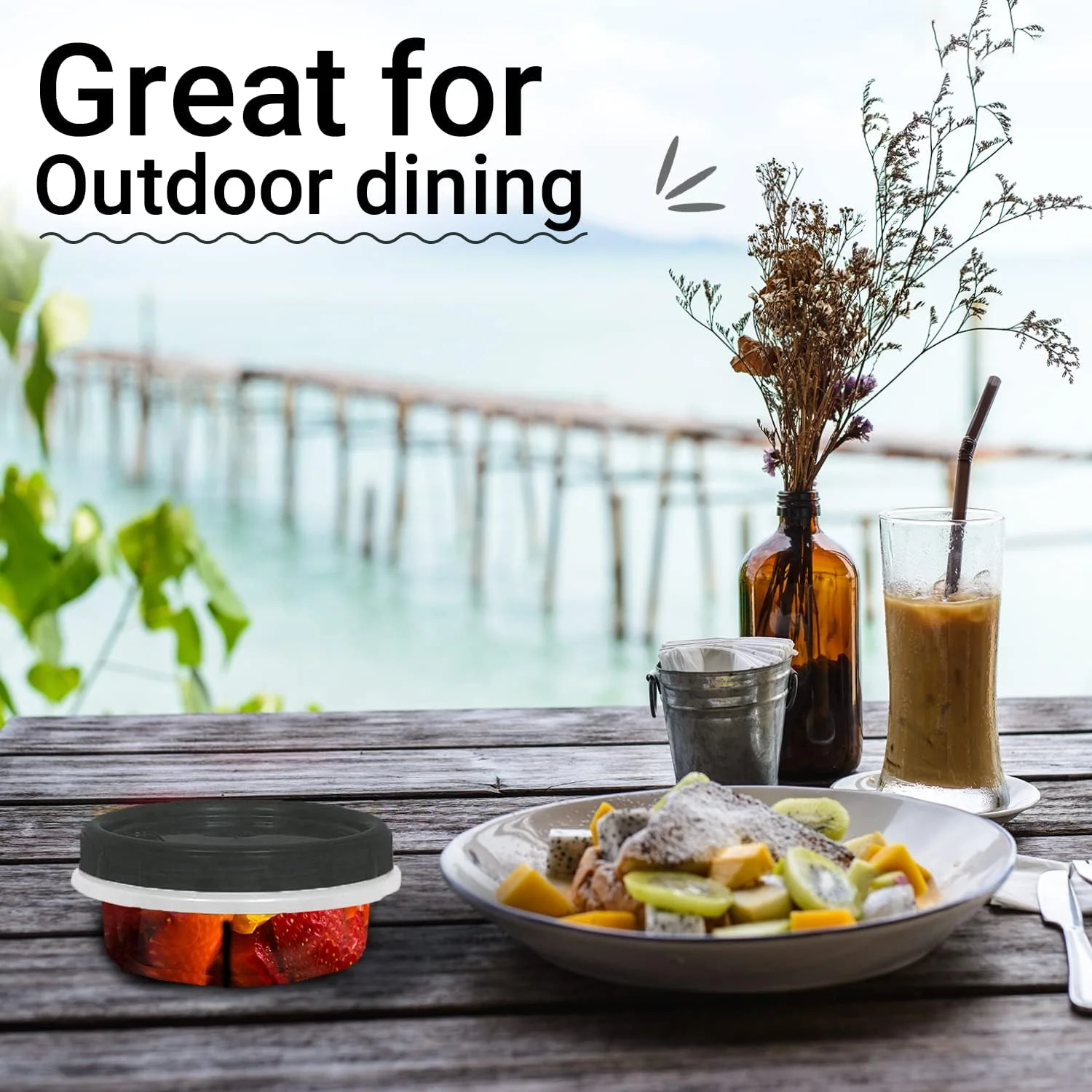 [مشکی - بسته 12 عددی] ظروف دلی درب دار با درب قفل چرخشی، ظروف نگهداری غذای شفاف برای آماده سازی وعده های غذایی، میان وعده ها و باقیمانده غذا، قابل استفاده در فریزر و مایکروویو، قابل چیدن روی هم، مقاوم در برابر نشت و مجموعه 12 عددی (240 میلی لیتر)