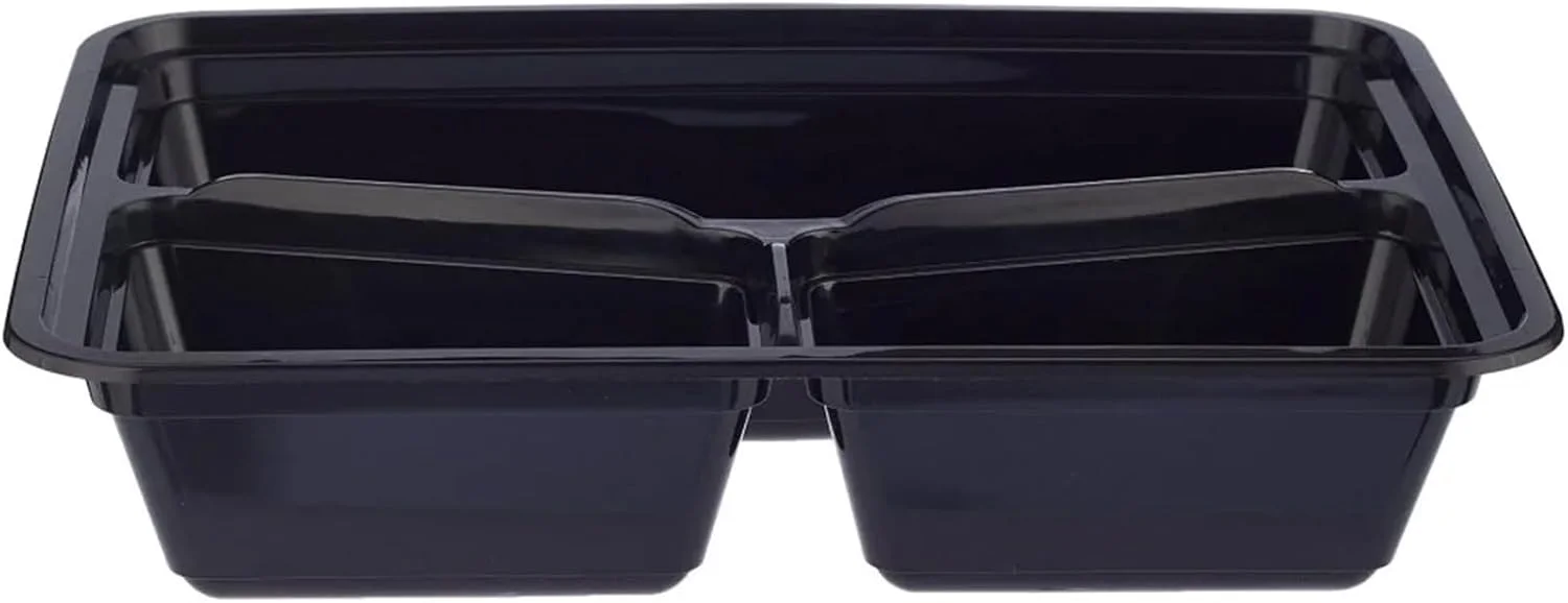 بسته ایده آل ظروف مستطیلی 3 قسمتی با پایه مشکی و درب – 5 عدد | مناسب مایکروویو و فریزر | مقاوم در برابر نشت، مناسب آماده سازی غذا و بیرون بر