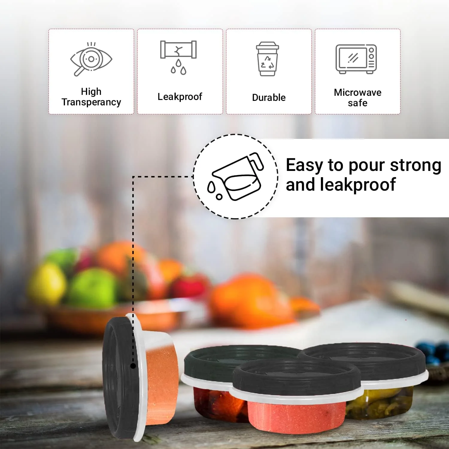 [مشکی - بسته 12 عددی] ظروف دلی درب دار با درب قفل چرخشی، ظروف نگهداری غذای شفاف برای آماده سازی وعده های غذایی، میان وعده ها و باقیمانده غذا، قابل استفاده در فریزر و مایکروویو، قابل چیدن روی هم، مقاوم در برابر نشت و مجموعه 12 عددی (240 میلی لیتر)