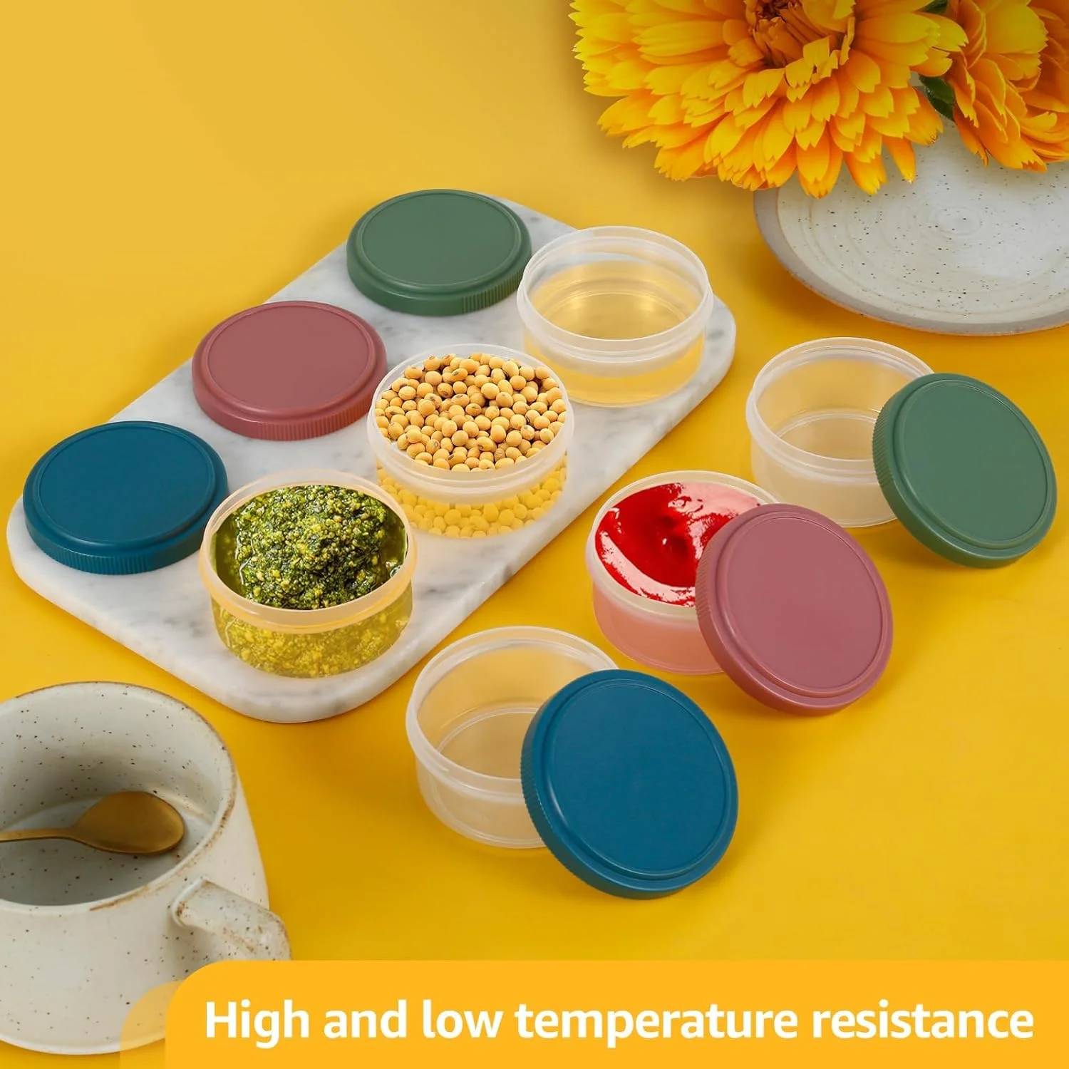 ظرف سس سالاد، ظروف کوچک چاشنی، فنجان های گرد سس غوطه ور با درب های ضد نشت، سس قابل استفاده مجدد با باز شدن آسان، چاشنی، بدون BPA، ایمن برای مایکروویو، فریزر، ماشین ظرفشویی، 9 عدد