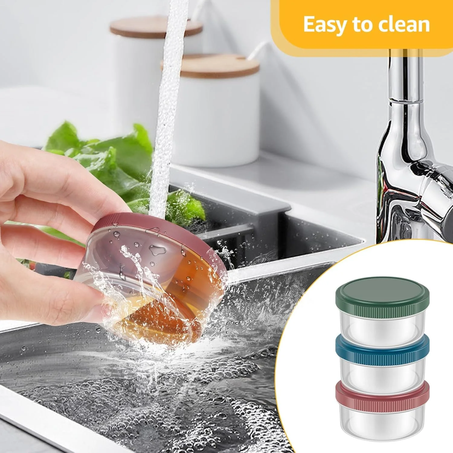 ظرف سس سالاد، ظروف کوچک چاشنی، فنجان های گرد سس غوطه ور با درب های ضد نشت، سس قابل استفاده مجدد با باز شدن آسان، چاشنی، بدون BPA، ایمن برای مایکروویو، فریزر، ماشین ظرفشویی، 9 عدد