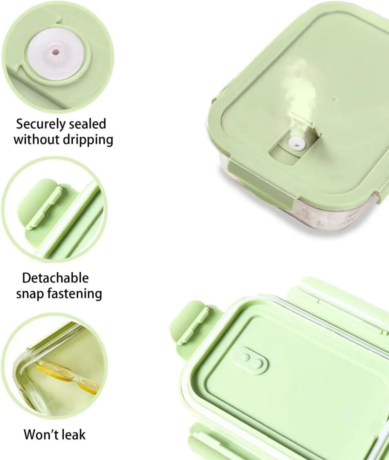 ست ۳ تایی ظروف شیشه ای نگهداری غذا، مناسب آماده سازی غذا، ظروف بنتو درب دار با قفل های ضد نشت، قابل استفاده در مایکروویو، فر، فریزر و ماشین ظرفشویی، بدون BPA، در اندازه های ۴۱۰، ۷۱۰ و ۱۰۳۵ میلی لیتر (سبز شفاف) ست ۳ تایی ظروف شیشه ای نگهداری غذا، مناسب آماده سازی غذا، ظروف بنتو درب دار با قفل های ضد نشت، قابل استفاده در مایکروویو، فر، فریزر و ماشین ظرفشویی، بدون BPA، در اندازه های ۴۱۰، ۷۱۰ و ۱۰۳۵ میلی لیتر (سبز شفاف)