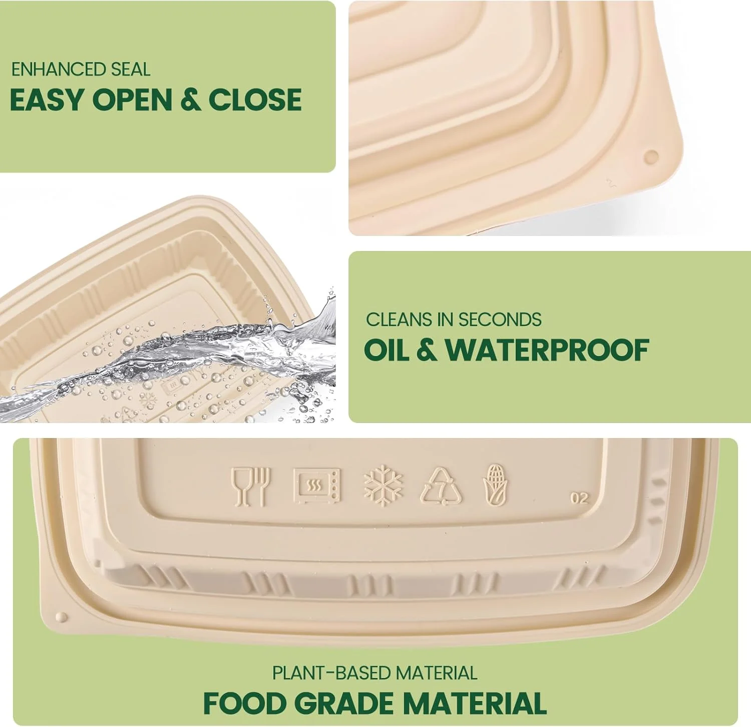 ظروف آماده سازی غذا 100 عددی (50 بسته) با درب، ظروف کمپوست پذیر 828 میلی لیتری، جعبه ناهار نشاسته ذرت زیست تخریب پذیر برای سالاد - 100% سازگار با محیط زیست - ظروف بیرون بر، قابل استفاده در مایکروویو و فریزر ظروف آماده سازی غذا 100 عددی (50 بسته) با درب، ظروف کمپوست پذیر 828 میلی لیتری، جعبه ناهار نشاسته ذرت زیست تخریب پذیر برای سالاد - 100% سازگار با محیط زیست - ظروف بیرون بر، قابل استفاده در مایکروویو و فریزر