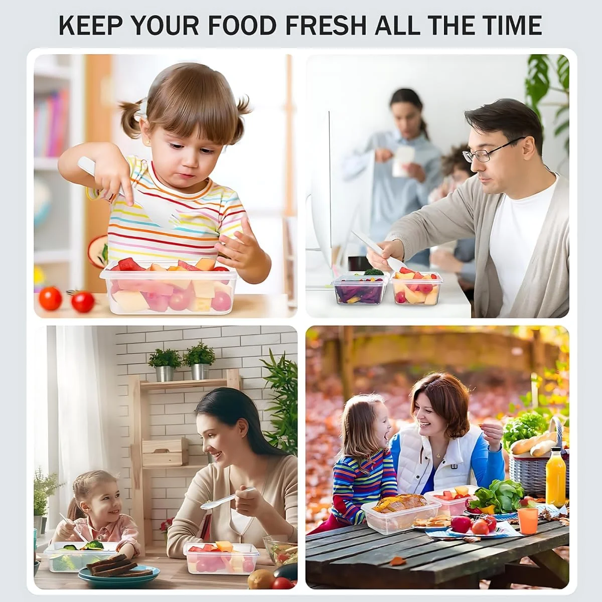 48 عدد ظرف نگهداری غذا با درب، جعبه های آماده سازی غذا، ست ظروف نگهداری (24 ظرف + 24 درب)، جعبه های نگهداری آشپزخانه ضد هوا و ضد نشت، بدون BPA، قابل شستشو در ماشین ظرفشویی، فریزر، قابل استفاده در مایکروویو