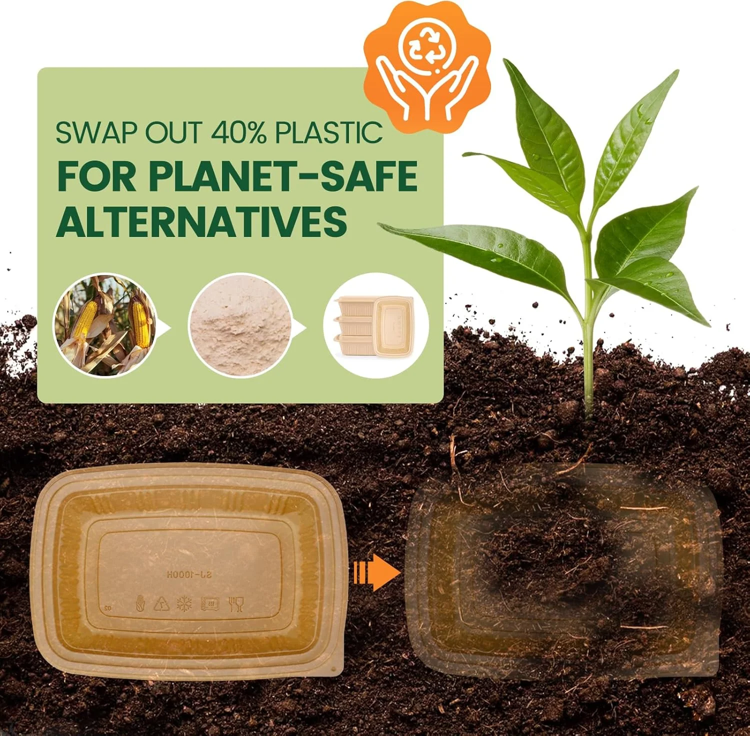 ظروف آماده سازی غذا 100 عددی (50 بسته) با درب، ظروف کمپوست پذیر 828 میلی لیتری، جعبه ناهار نشاسته ذرت زیست تخریب پذیر برای سالاد - 100% سازگار با محیط زیست - ظروف بیرون بر، قابل استفاده در مایکروویو و فریزر ظروف آماده سازی غذا 100 عددی (50 بسته) با درب، ظروف کمپوست پذیر 828 میلی لیتری، جعبه ناهار نشاسته ذرت زیست تخریب پذیر برای سالاد - 100% سازگار با محیط زیست - ظروف بیرون بر، قابل استفاده در مایکروویو و فریزر